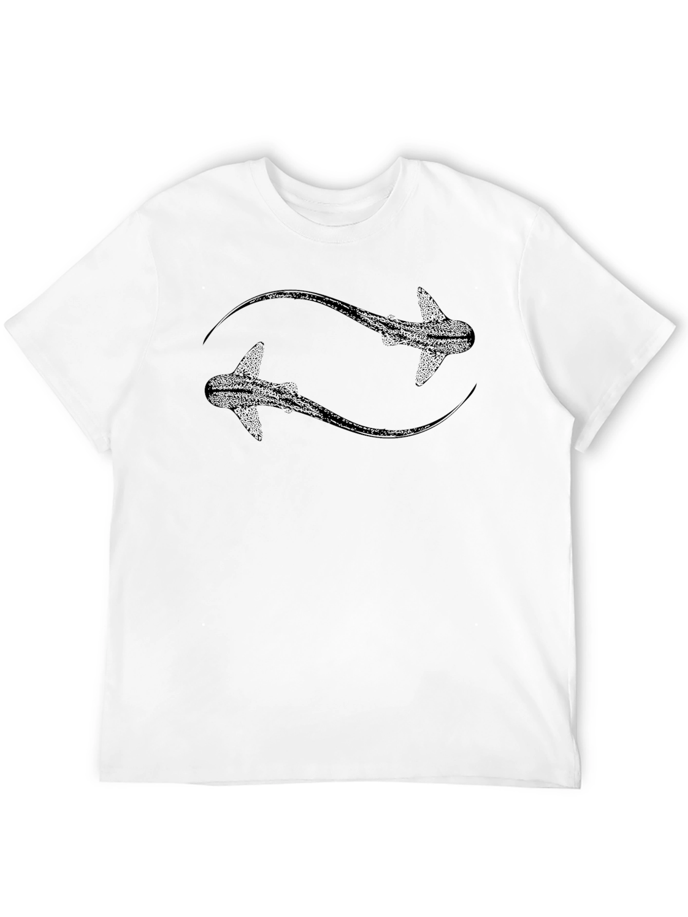 Black Stylish Black Graphic Tee - Shark Design view 12