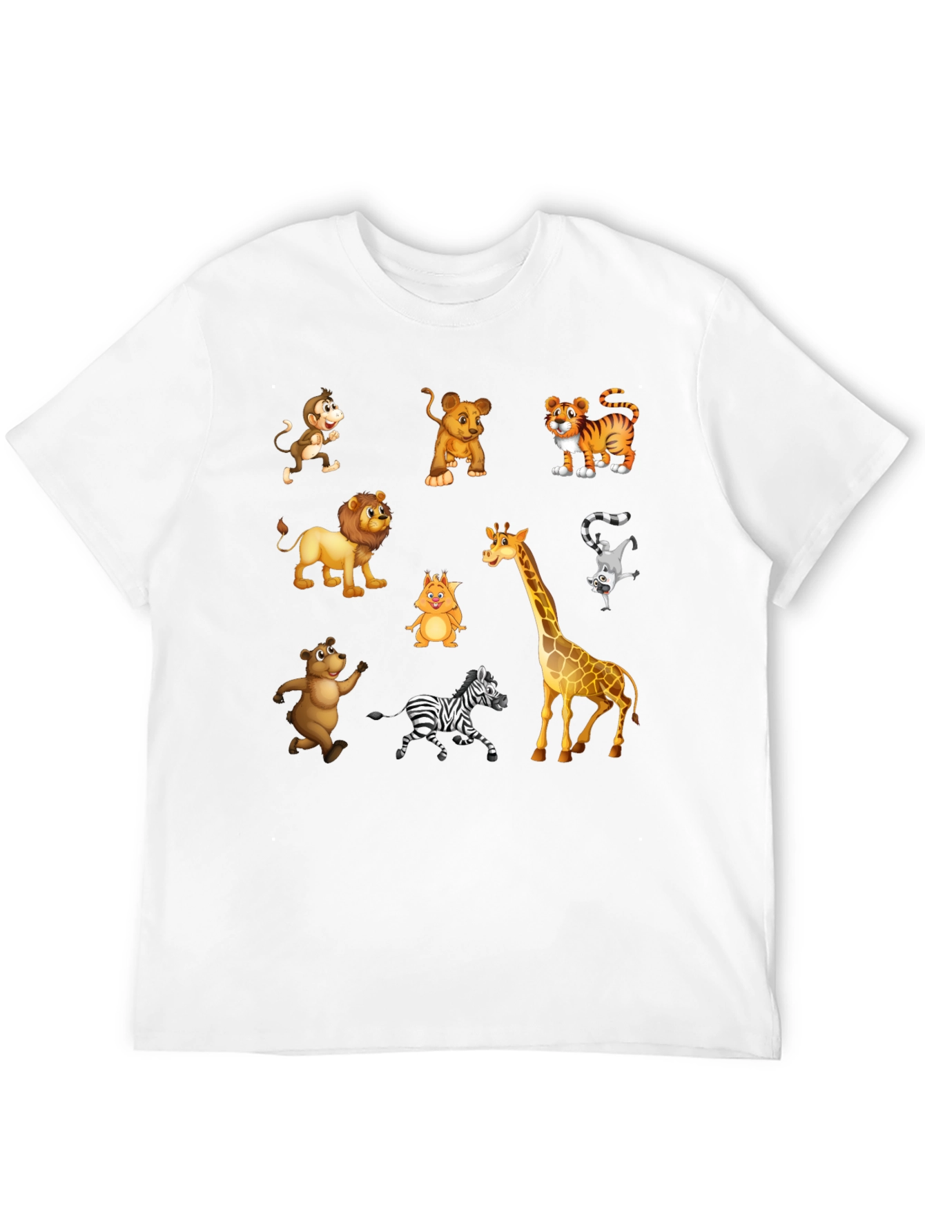 Black Cartoon Animal Print Black T-Shirt view 12