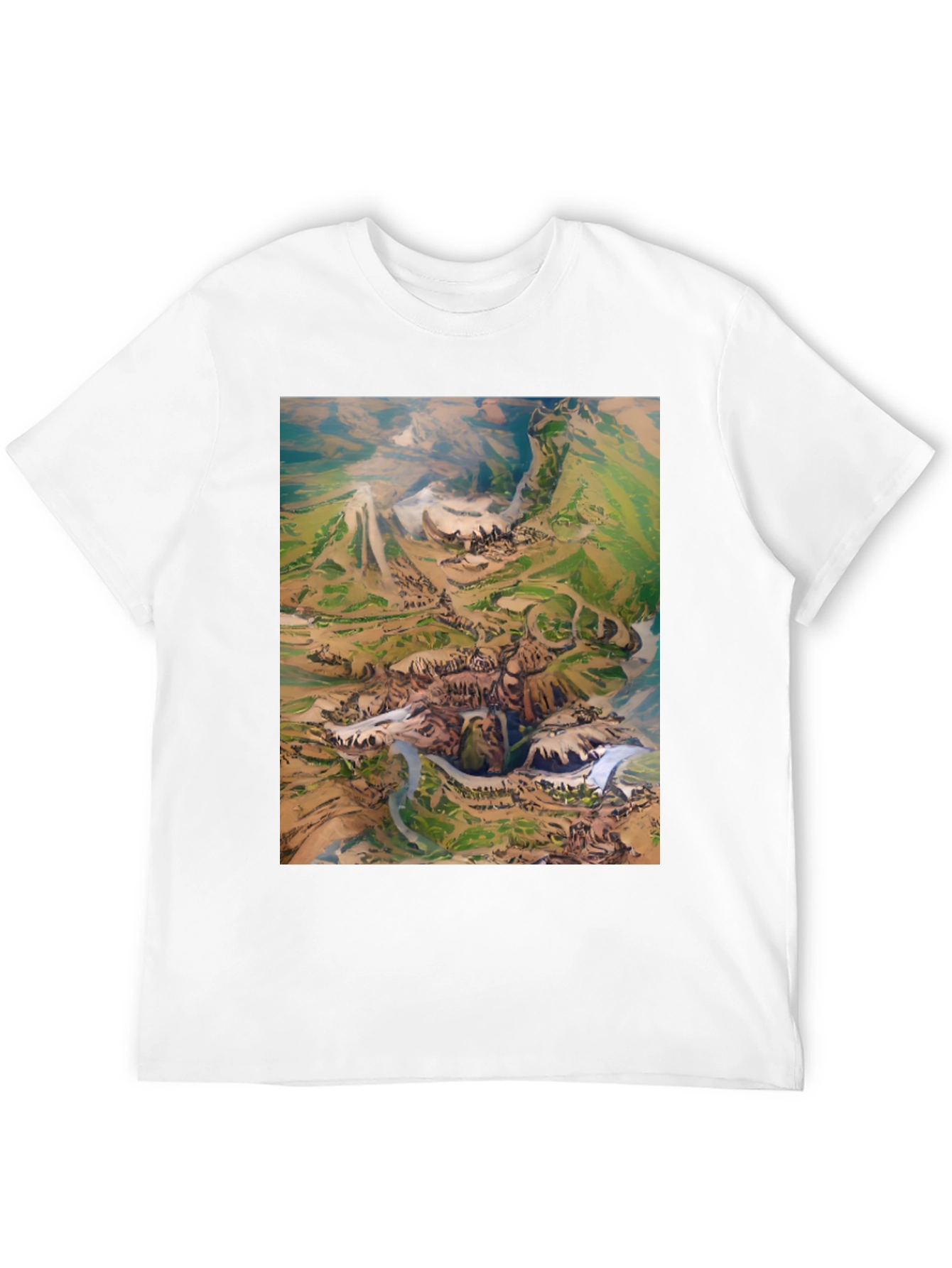 Black Artistic Landscape Print Black T-Shirt view 12