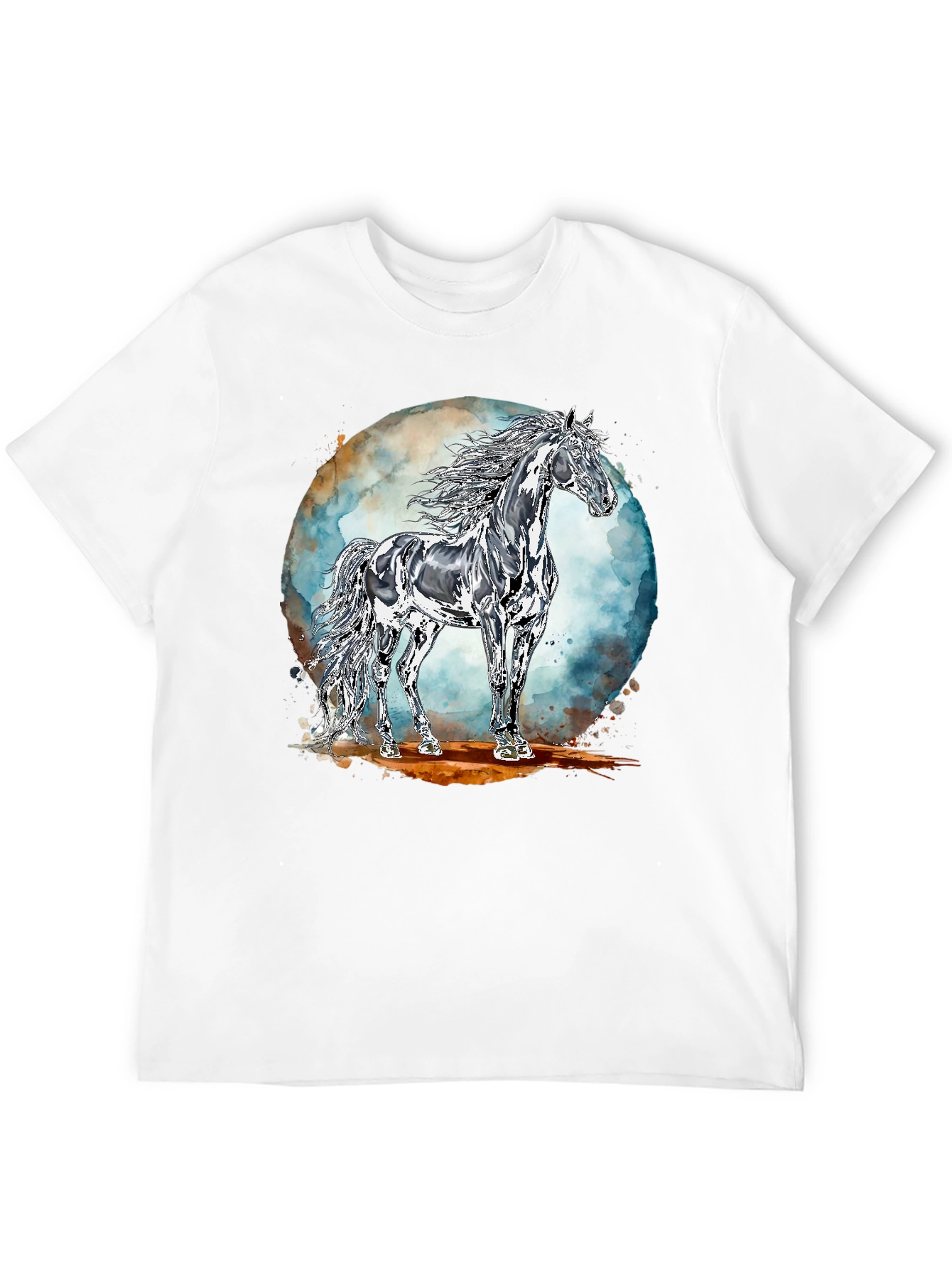 Black Majestic Horse Graphic Tee - Black Cotton Blend view 12
