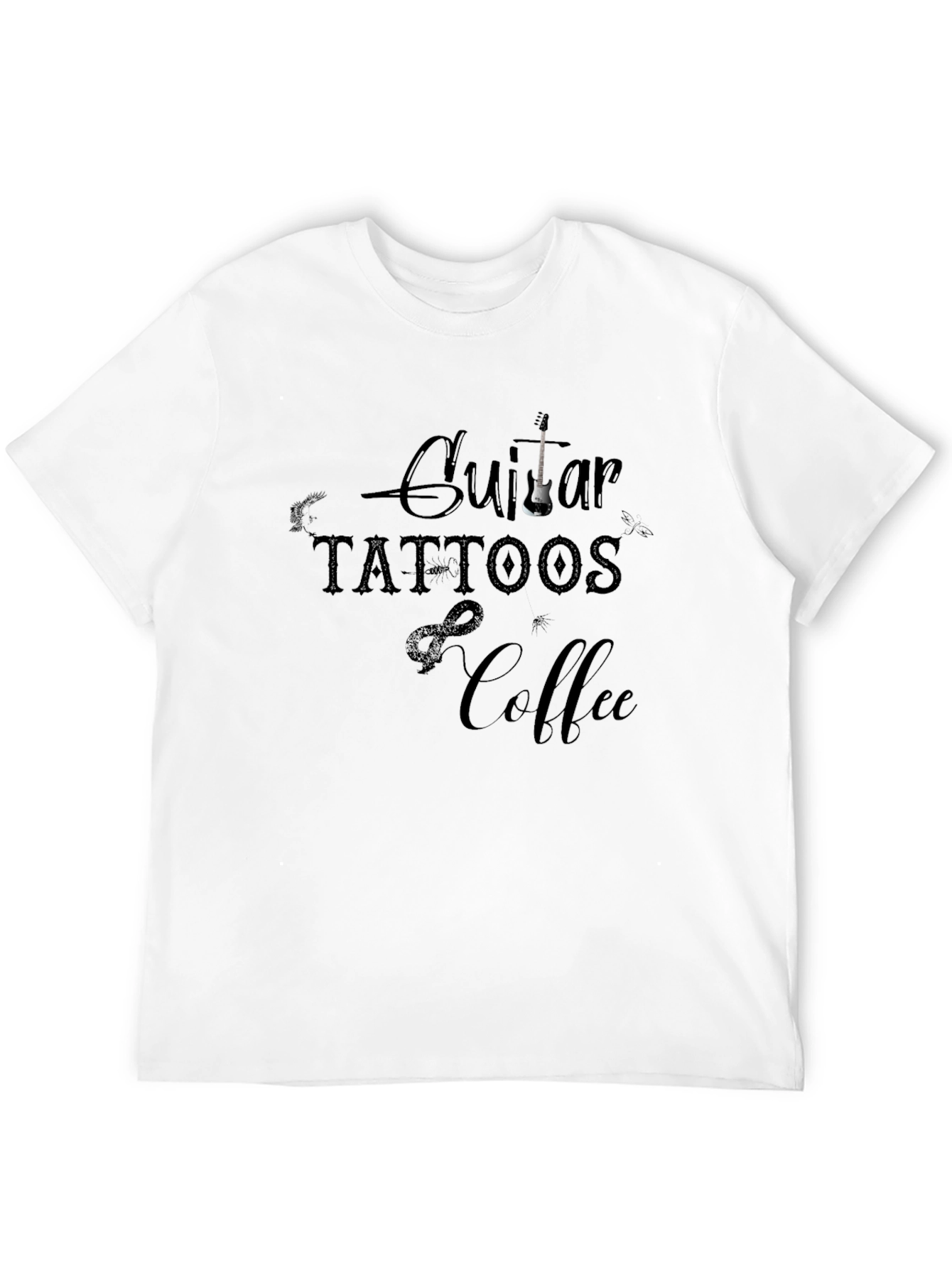 Black Guitar Tattoos Coffee Graphic T-Shirt view 12