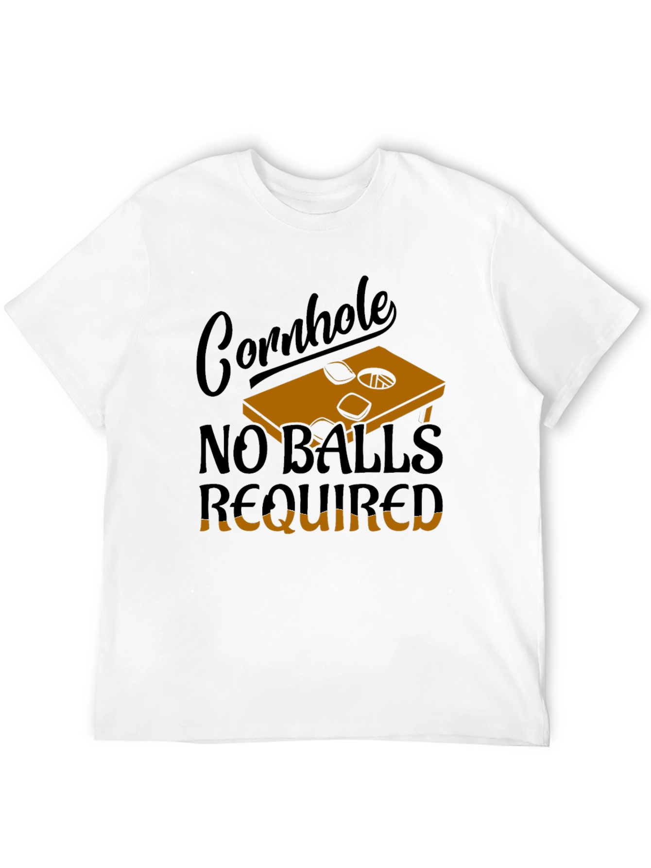 Black Cornhole No Balls Required Graphic Tee view 12