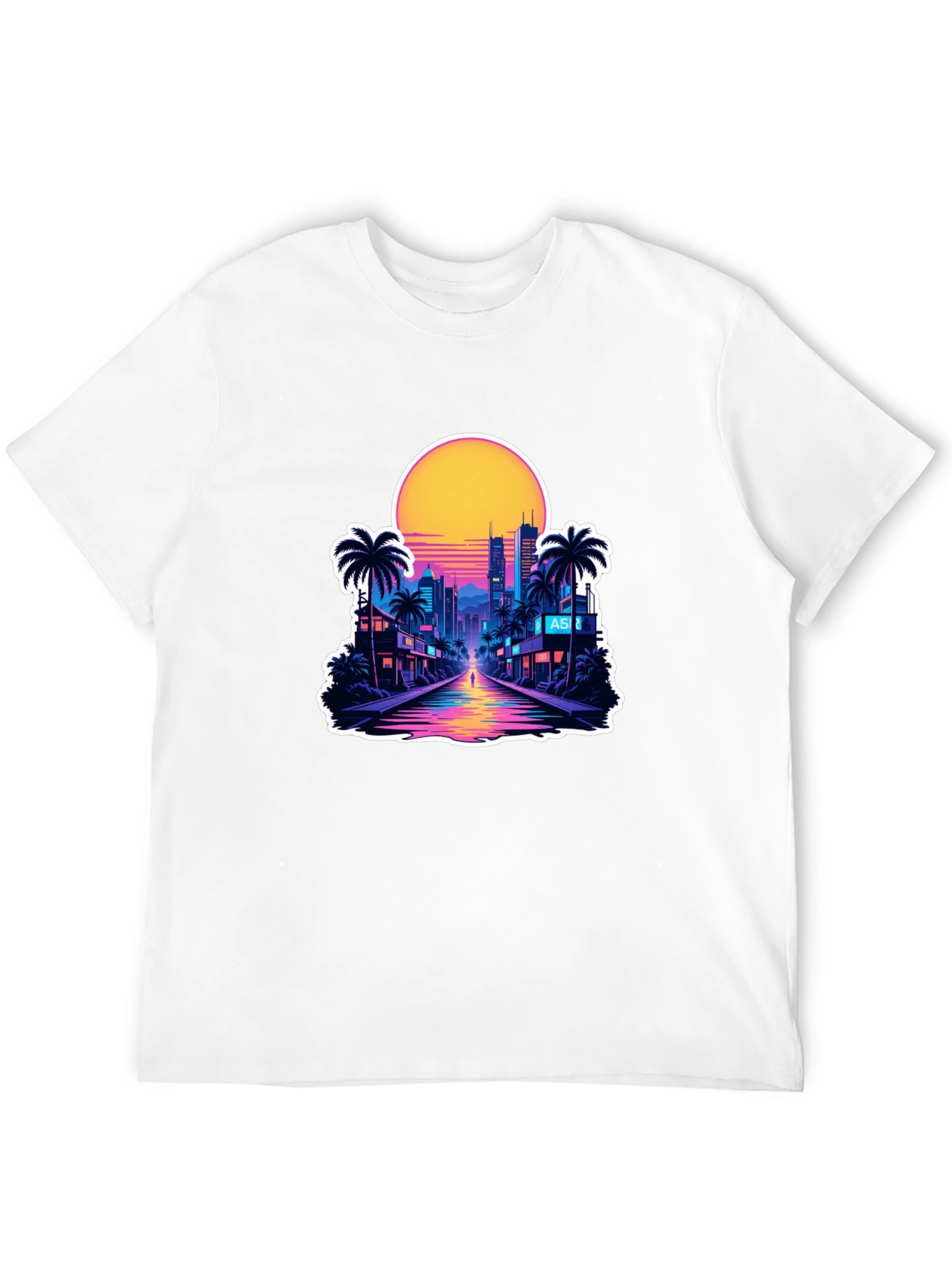 Black Retro Wave Cityscape T-Shirt view 12