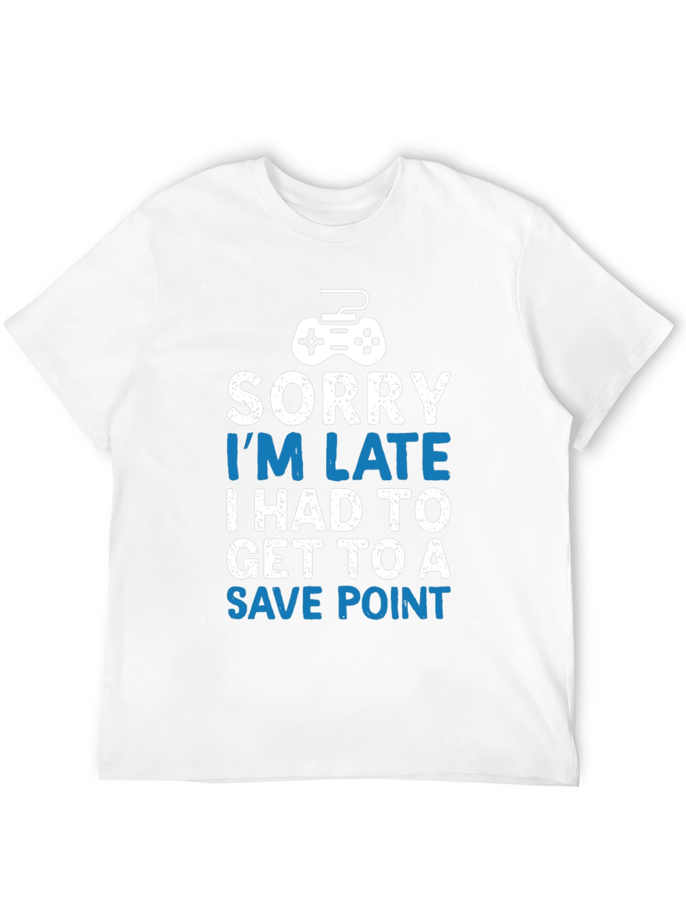 Black Gamer T-Shirt - Sorry I'm Late Save Point - Black view 12