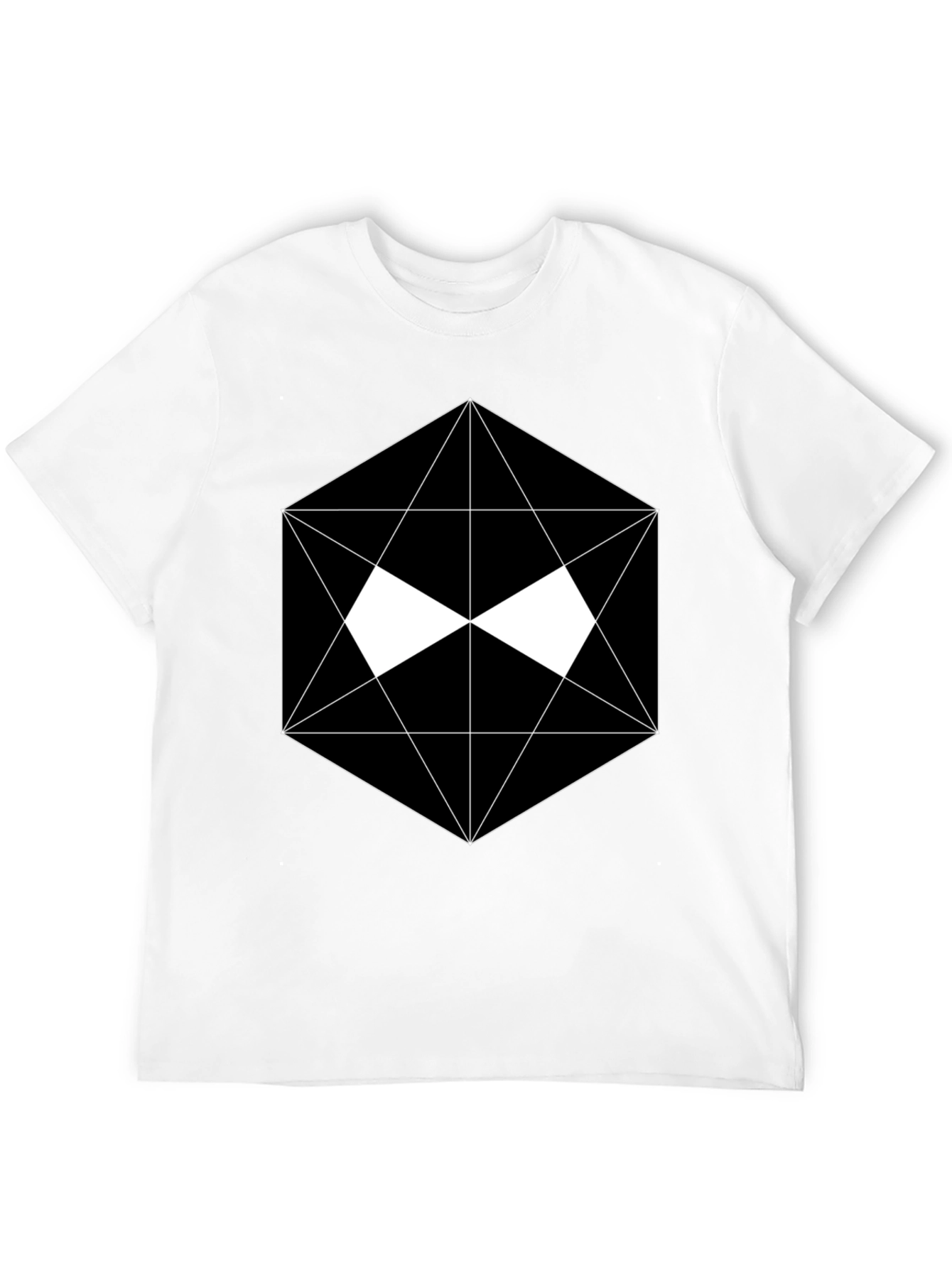 Black Geometric Graphic Black T-Shirt view 12