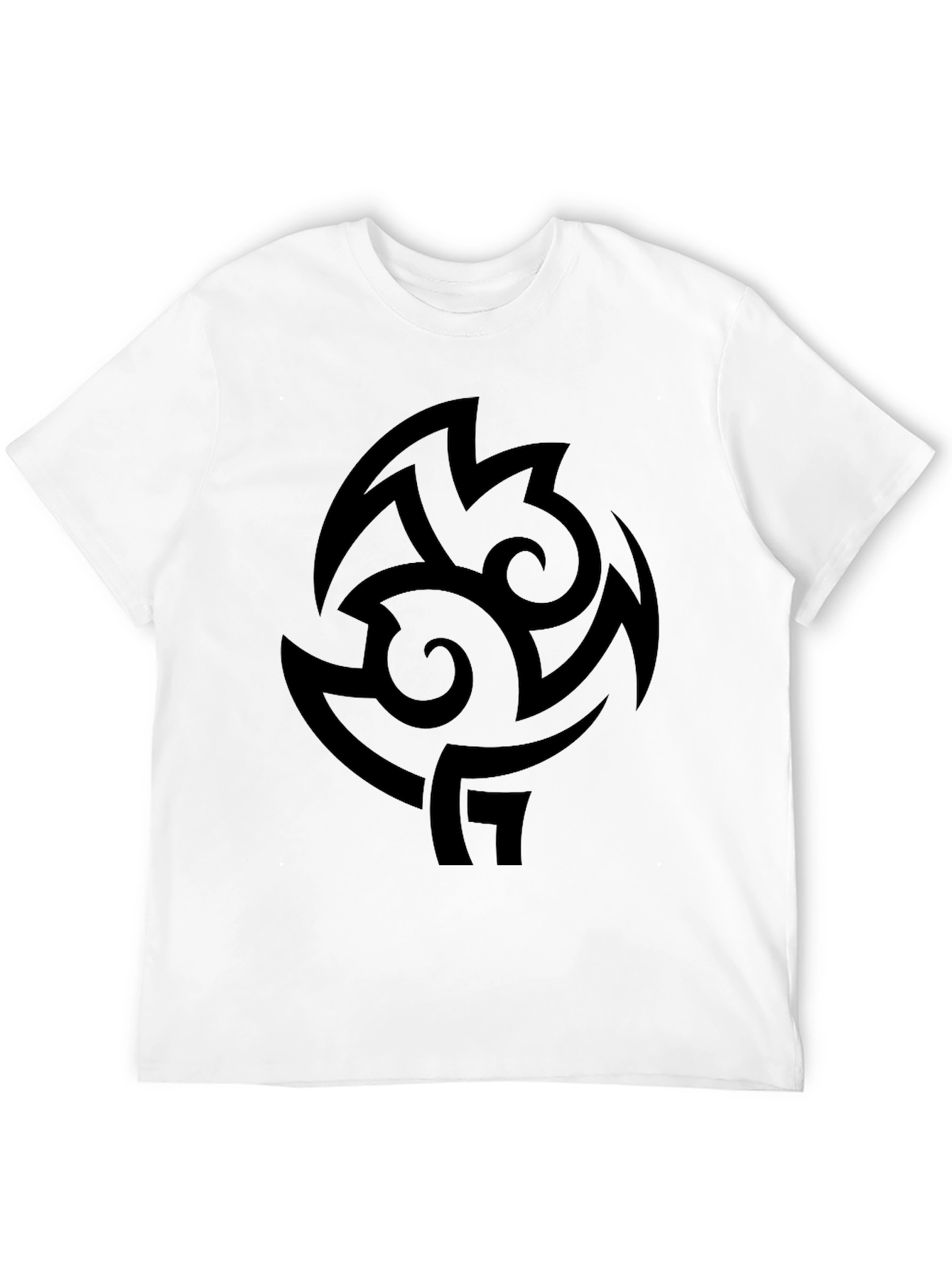 Black Men's Black Graphic Tee - Tribal Design Casual Top view 12