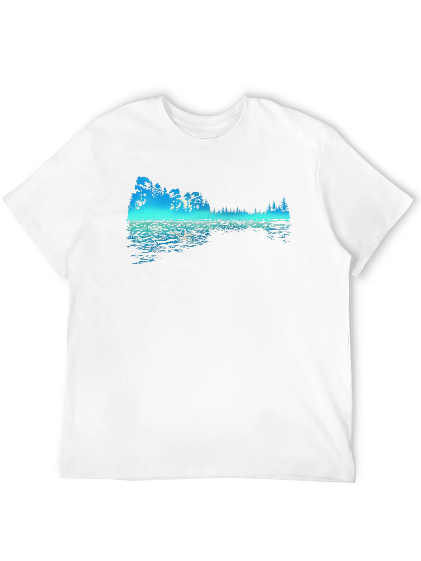 Black Nature Reflection Graphic Black T-Shirt view 12