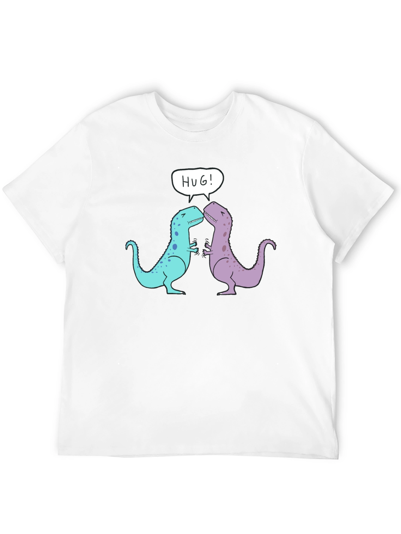 Black Dino Hug T-Shirt - Cute Cartoon Dinosaur Graphic Tee view 12
