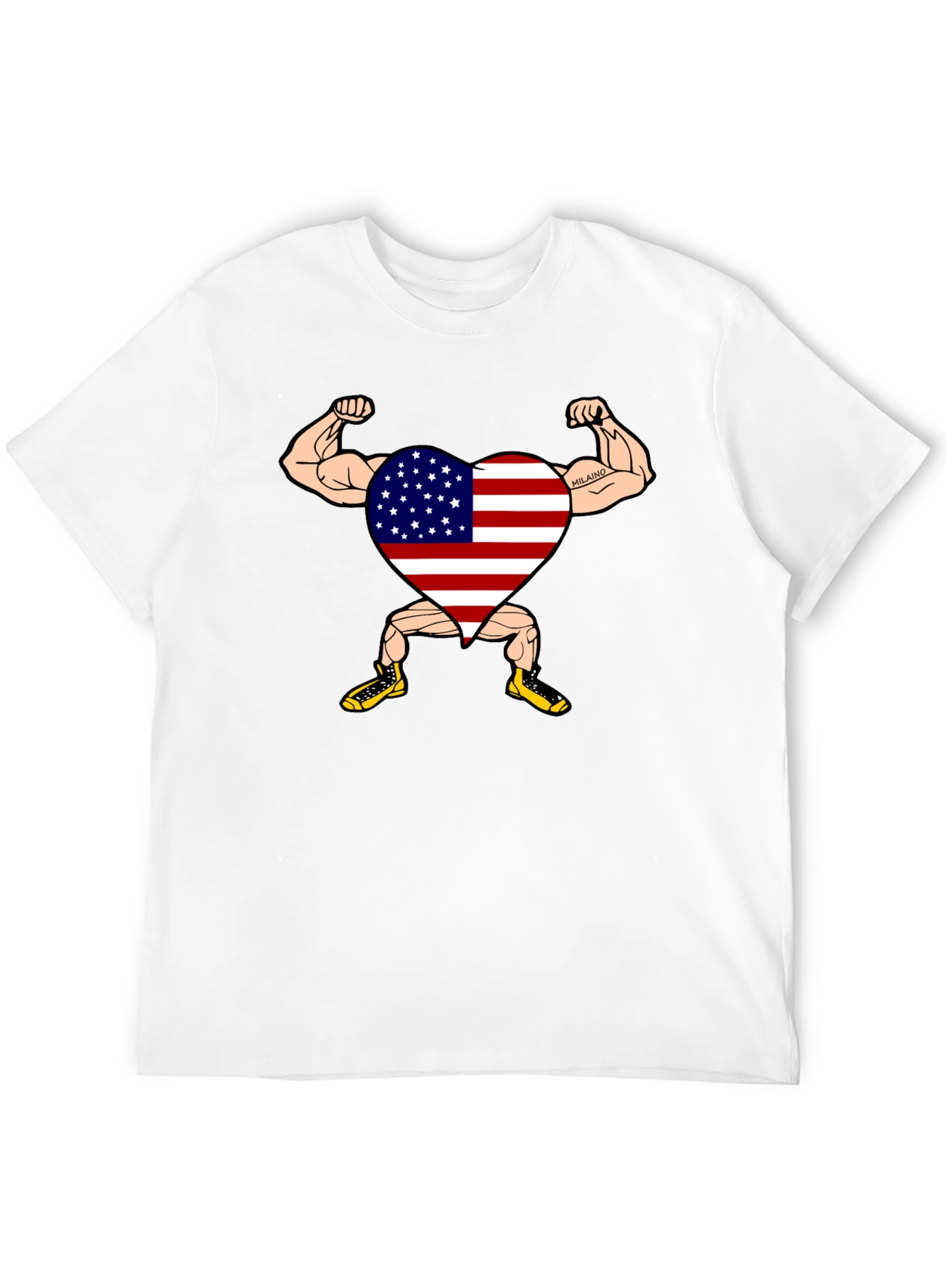 Black Patriotic Muscle Heart Graphic Tee view 12