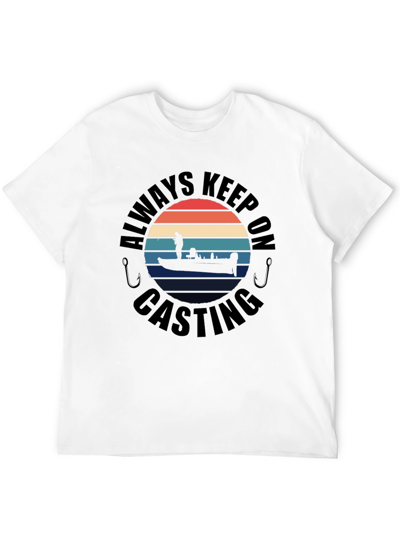Black Always Keep On Casting Fishing T-Shirt view 12