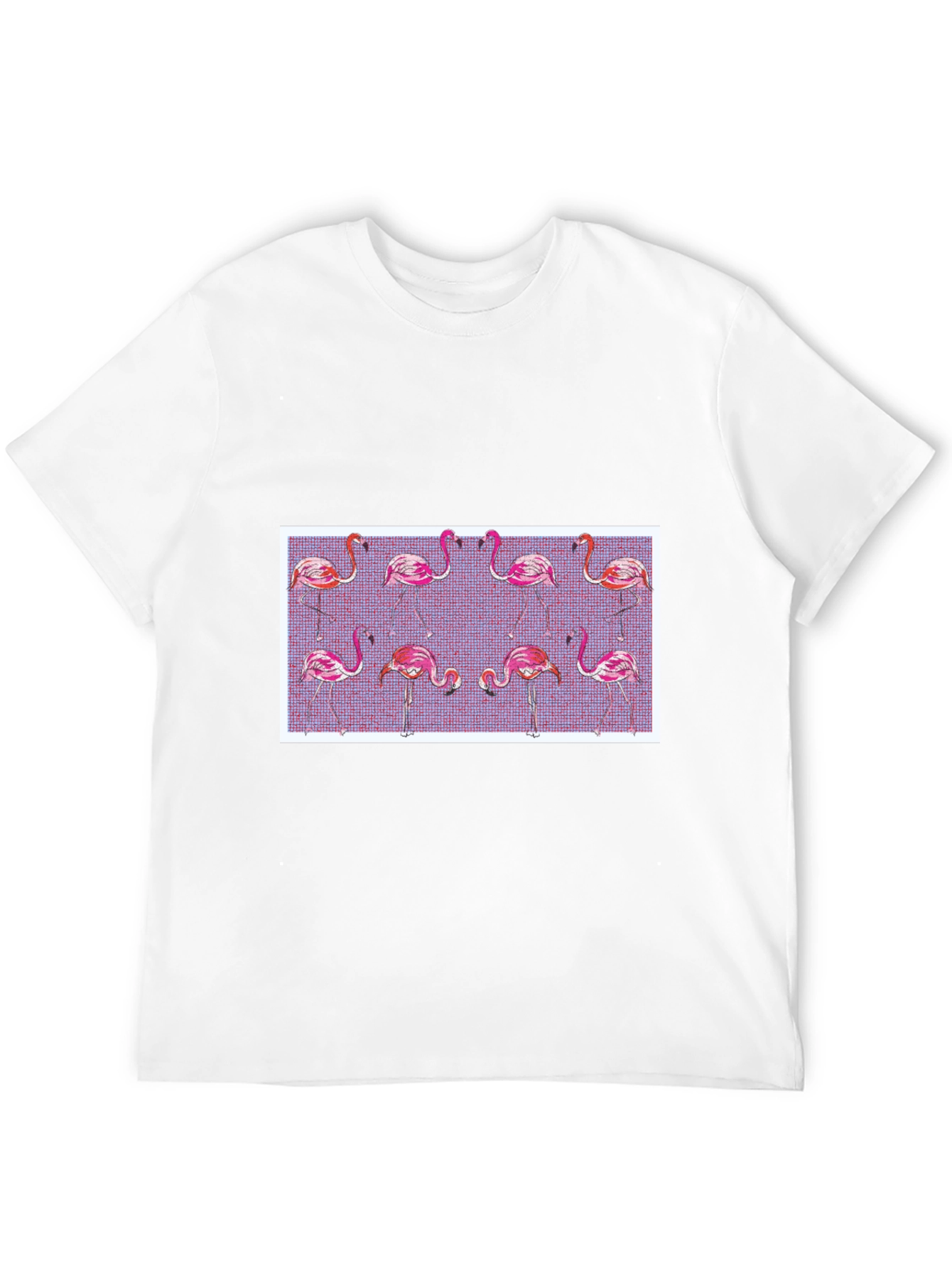 Black Flamingo Pattern Black T-Shirt view 12