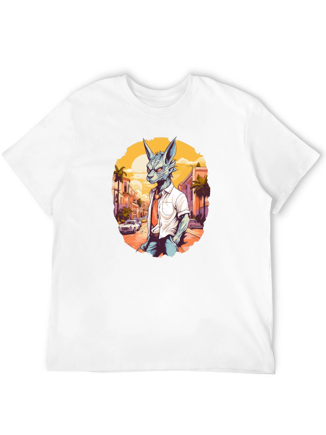 Black Anthropomorphic Wolf in Suit Graphic Tee view 12