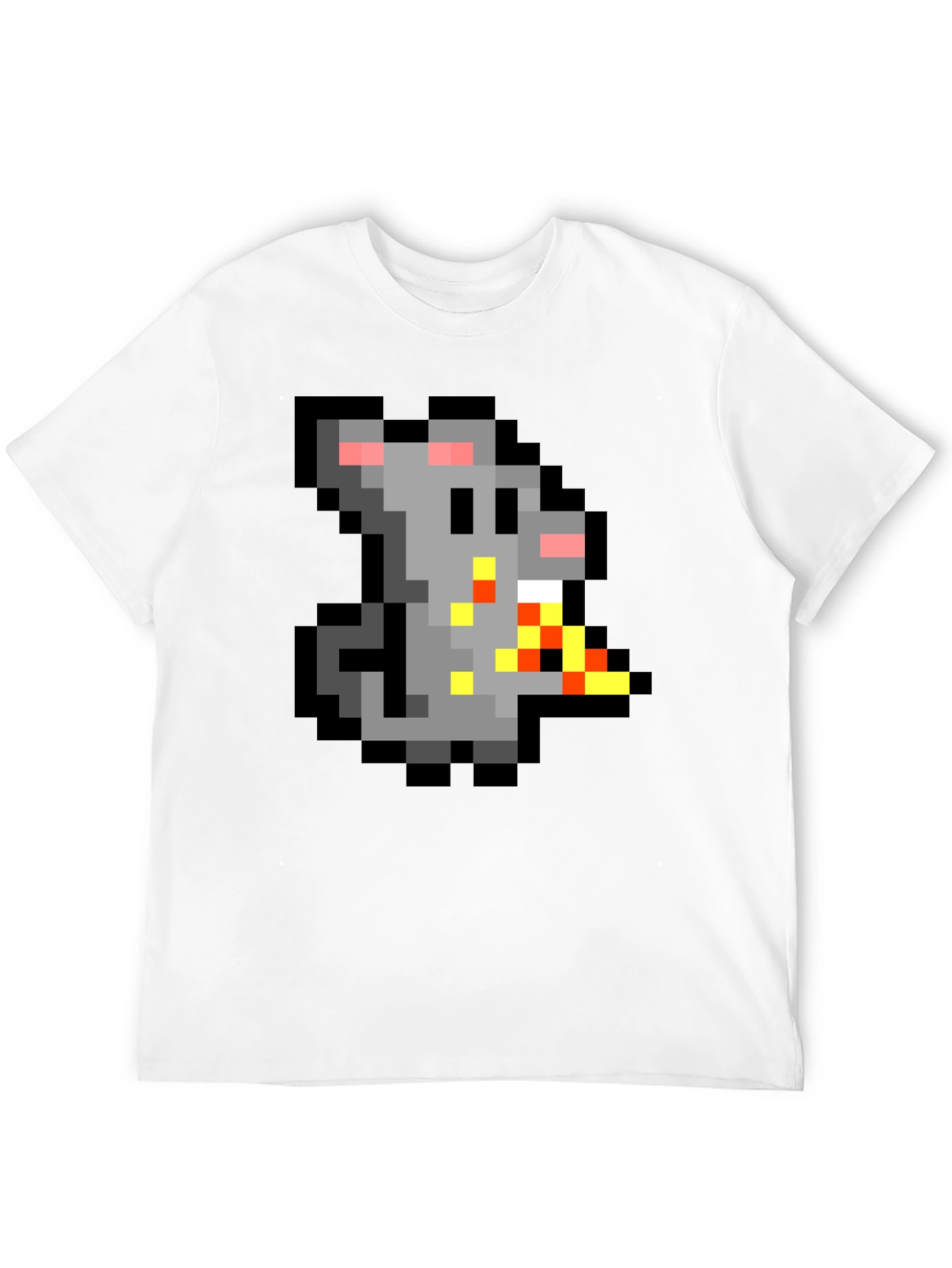 Black Pixel Rat Eating Pizza Graphic Tee view 12