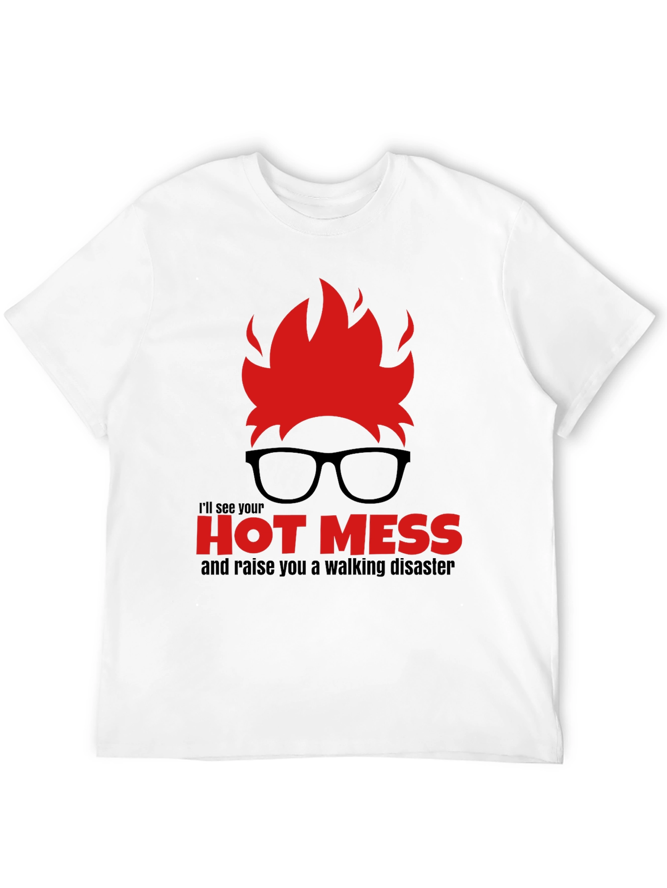 Black Hot Mess Walking Disaster T-Shirt - Novelty Graphic Tee view 12