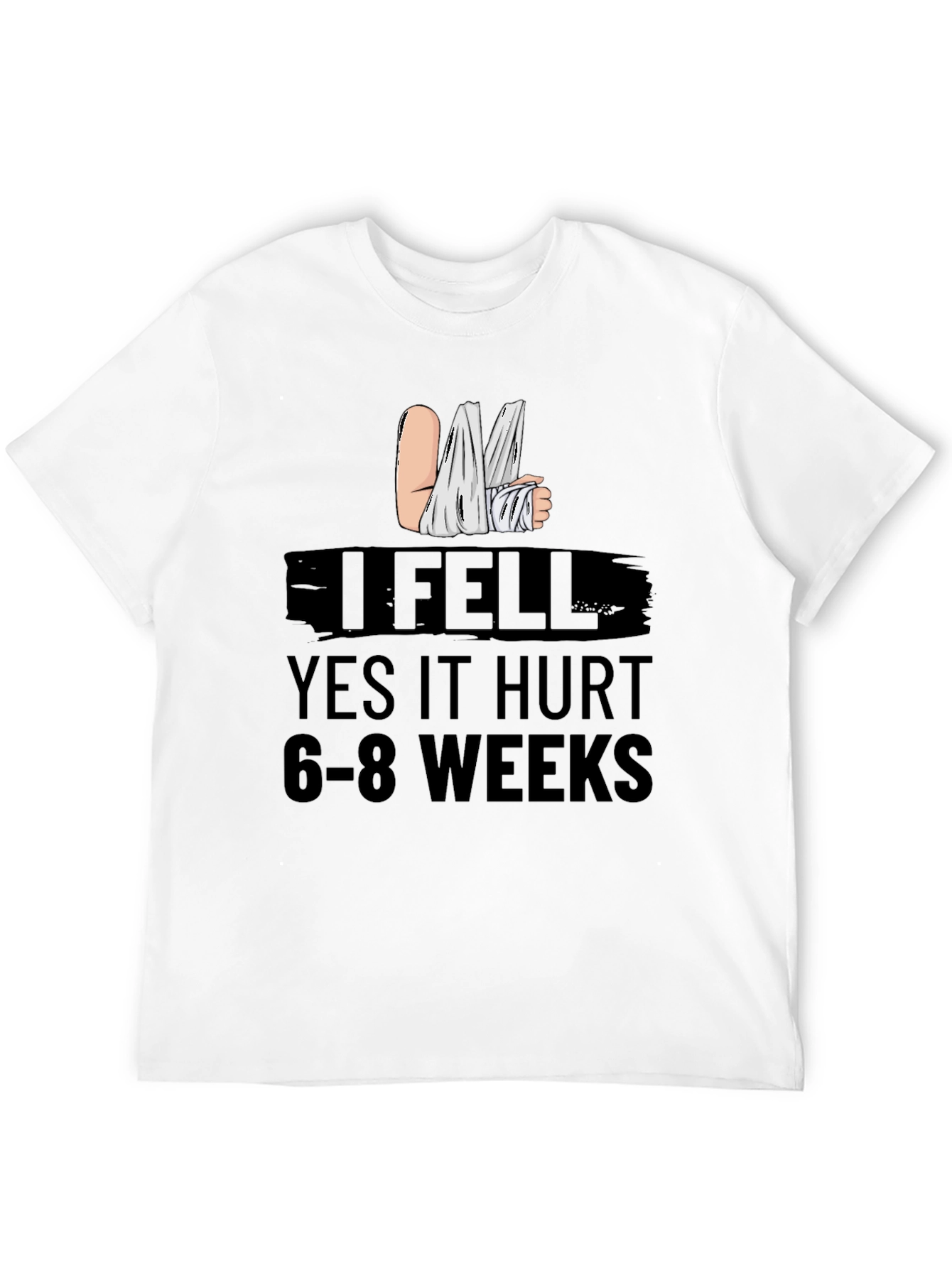 Black I Fell Graphic Tee - Funny Injury Recovery Shirt view 12