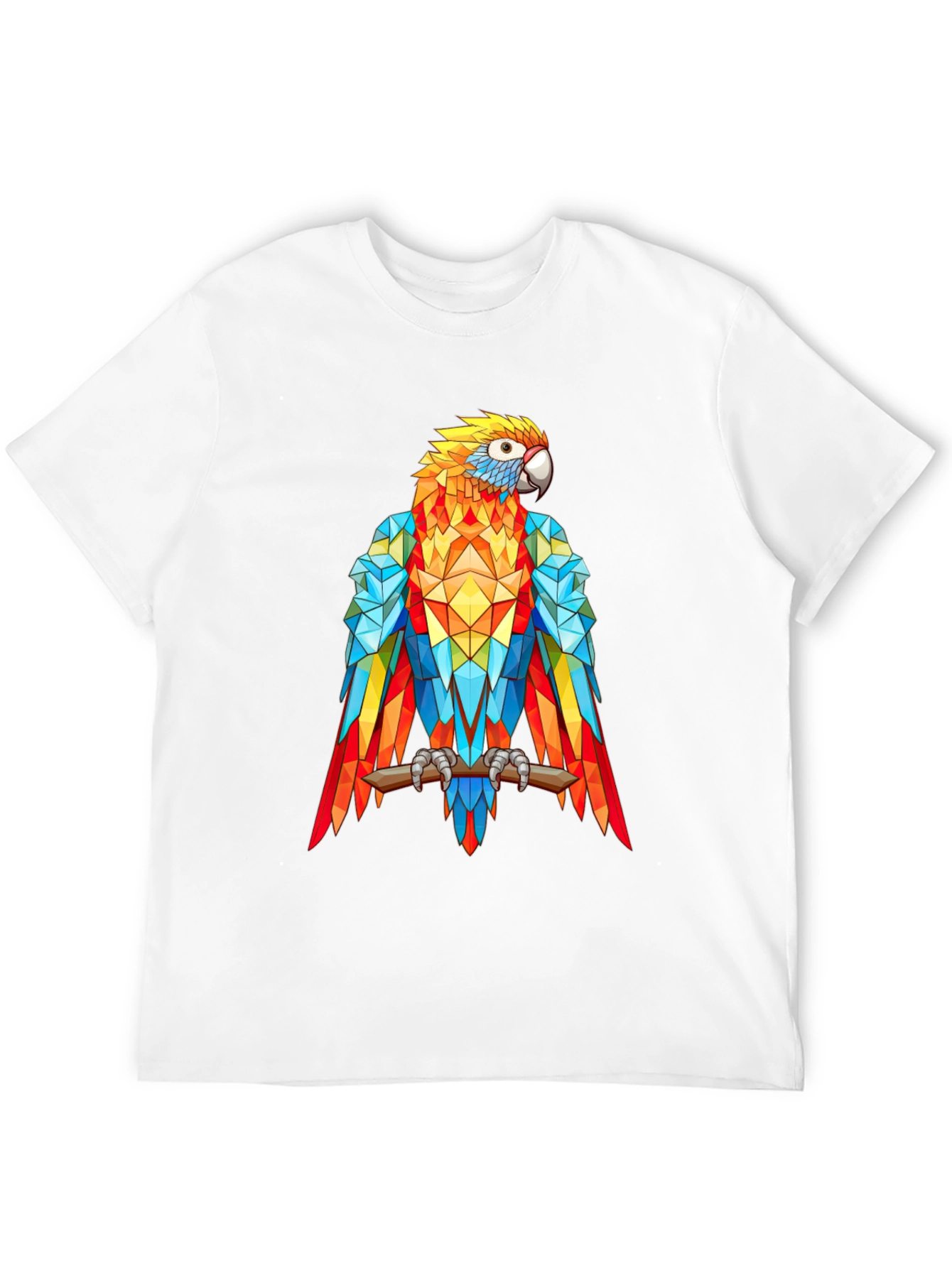 Black Geometric Parrot Graphic Print T-Shirt - Black view 12