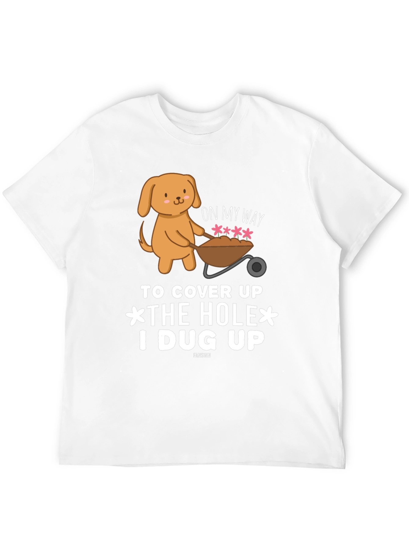 Black Cute Dog 'Cover Up Hole' Black Graphic T-Shirt view 12