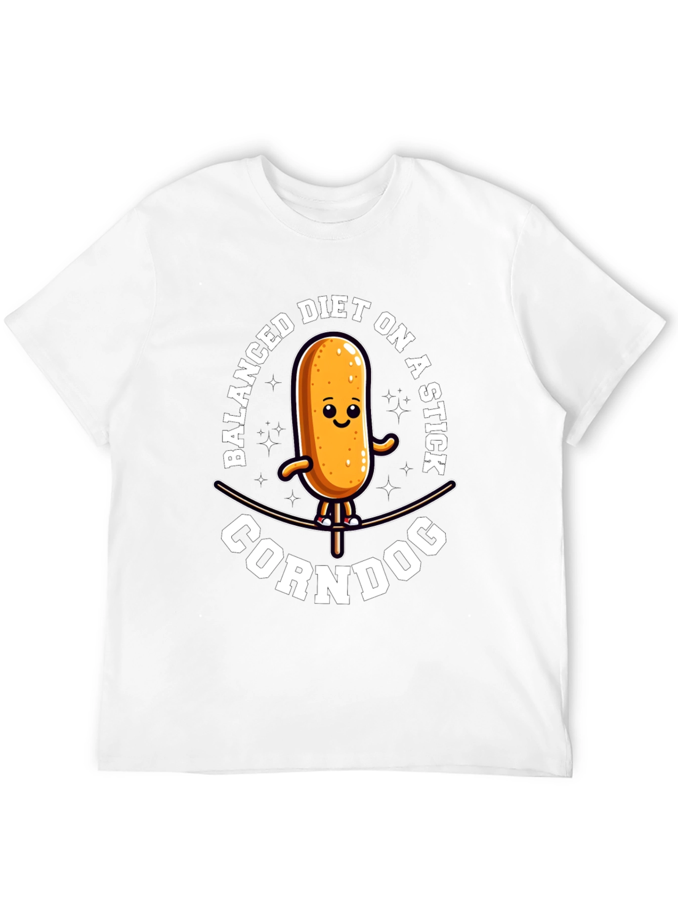 Black Funny Balanced Diet Corn Dog Graphic Tee view 12