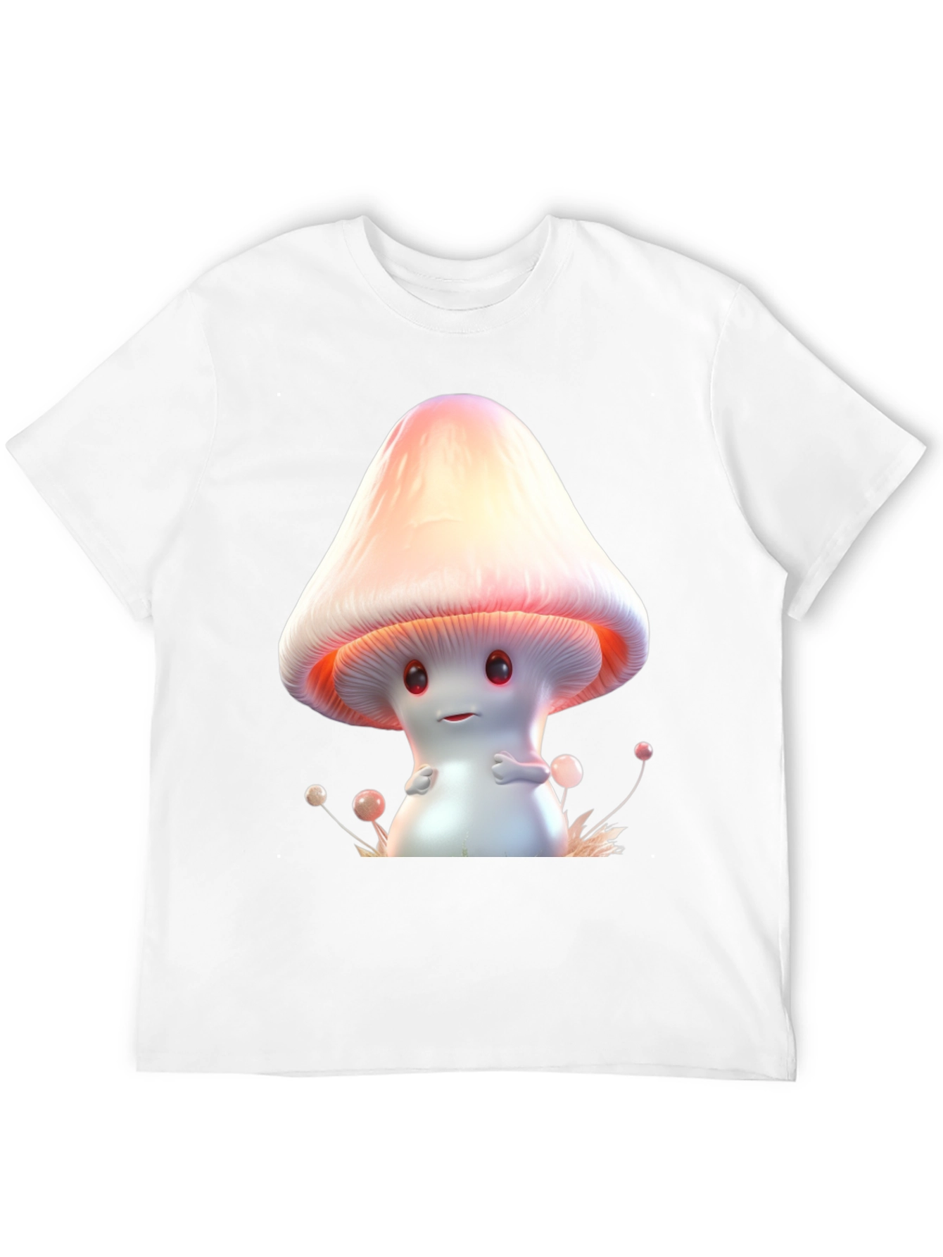 Black Cute Mushroom Graphic Tee - Unisex Black T-Shirt view 12