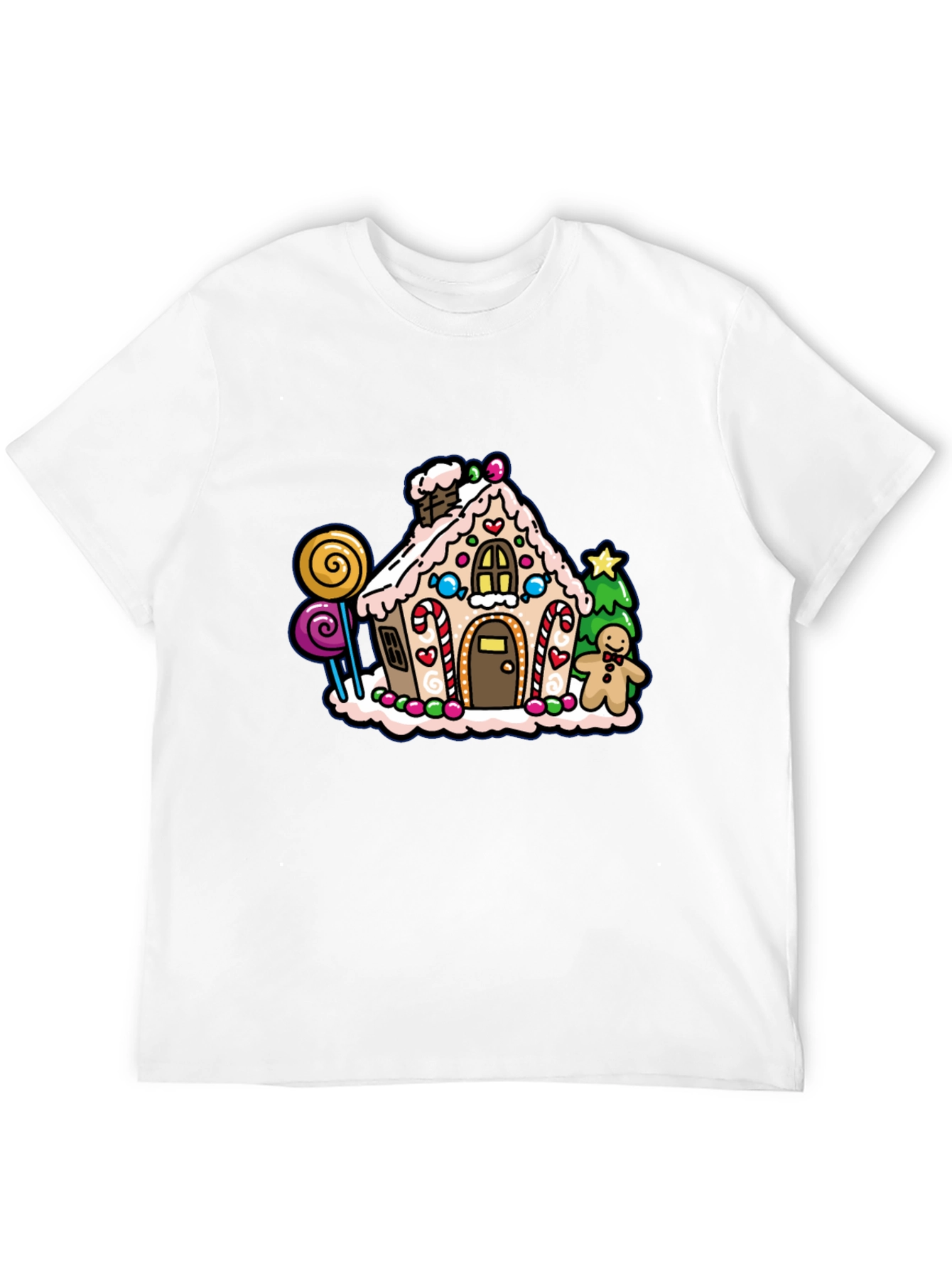Black Gingerbread House Graphic Tee - Festive Holiday Shirt view 12