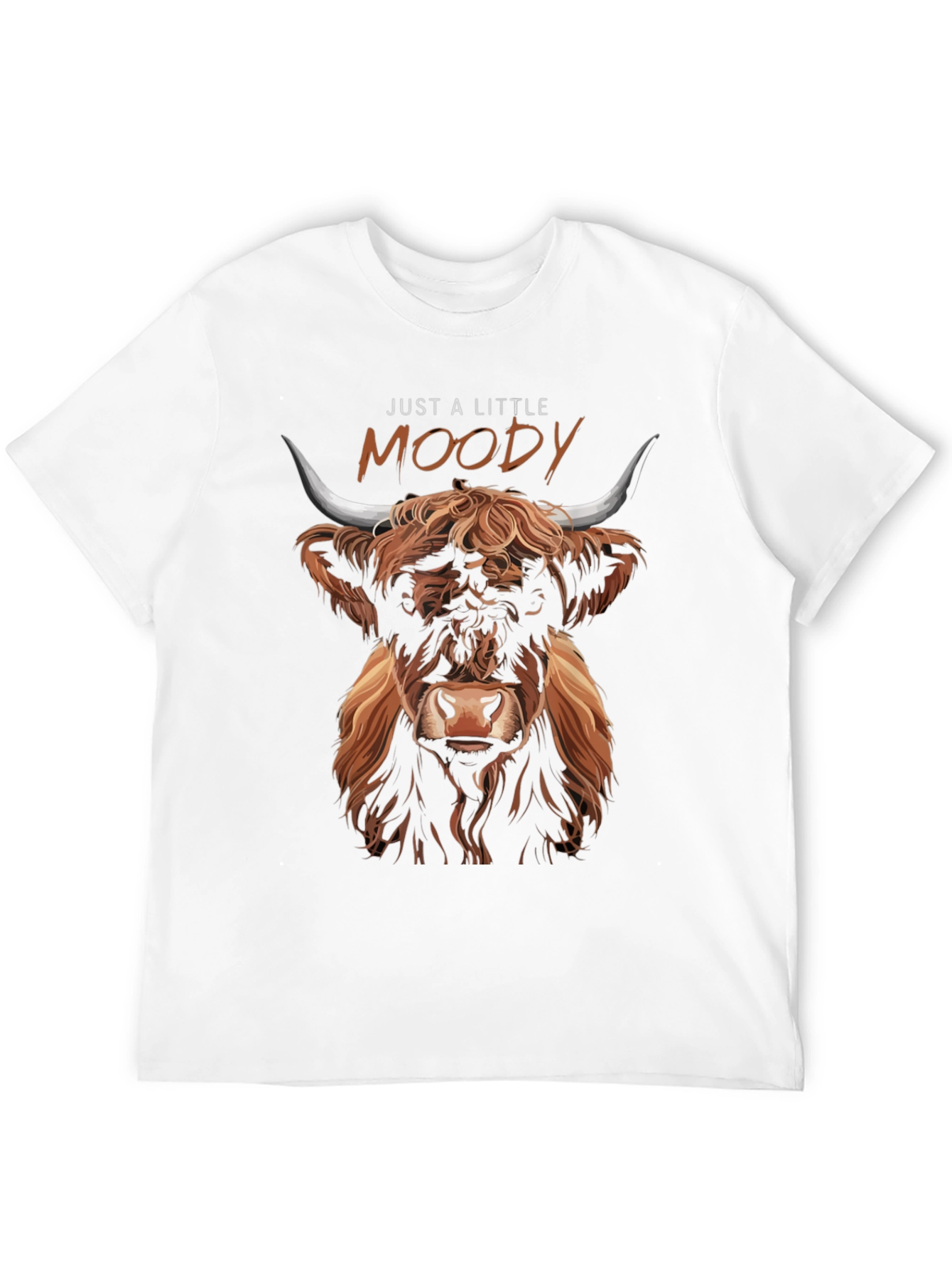 Black Just A Little Moody Highland Cow Graphic Tee view 12