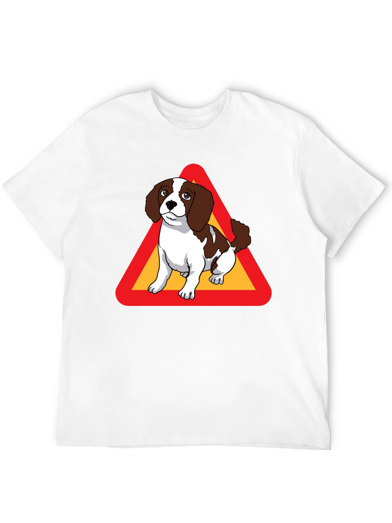 Black Dog Warning Sign Graphic Tee - Black Cotton T-Shirt view 12
