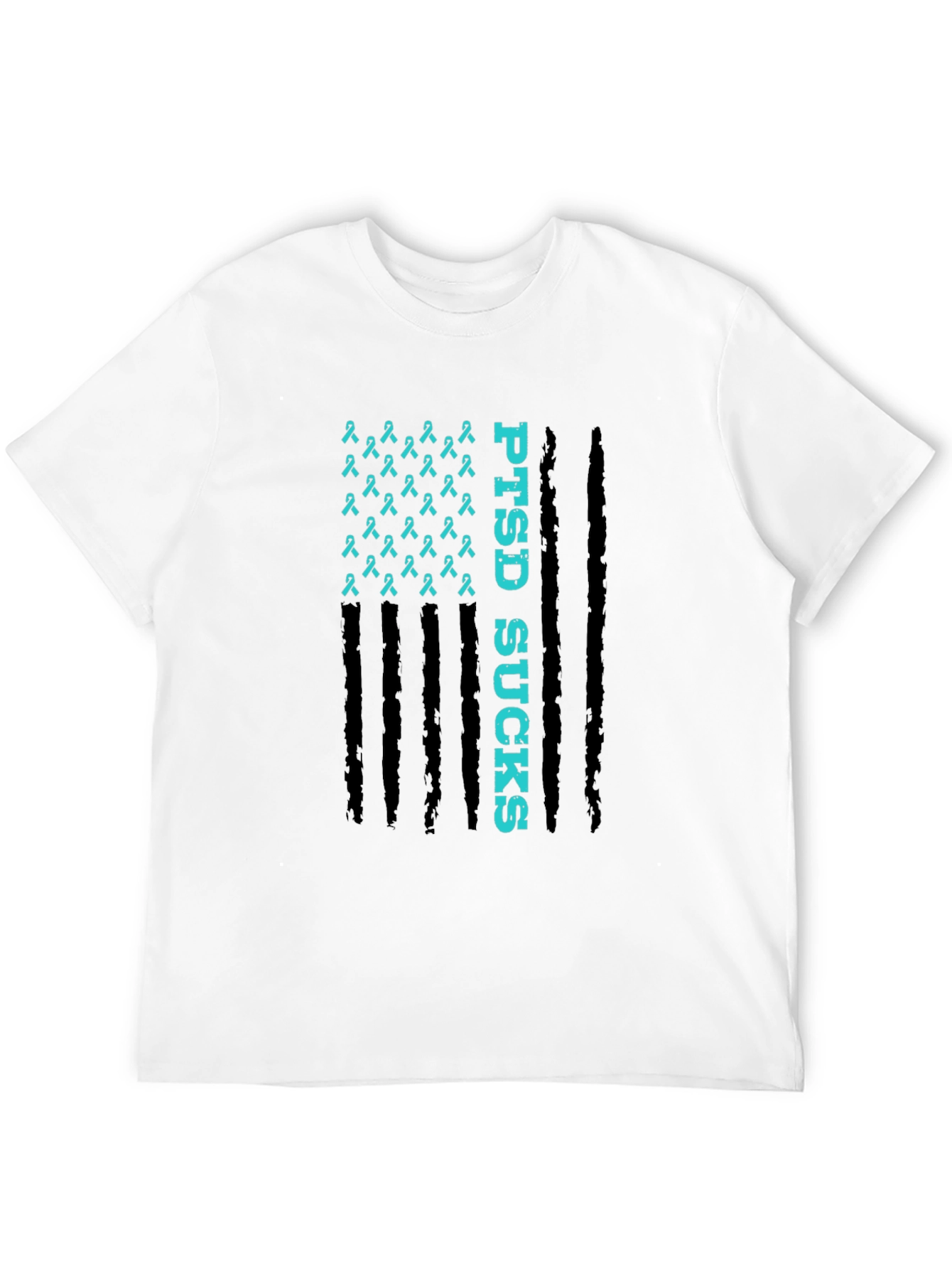 PTSD Awareness Ribbon Flag Graphic T-Shirt - 12