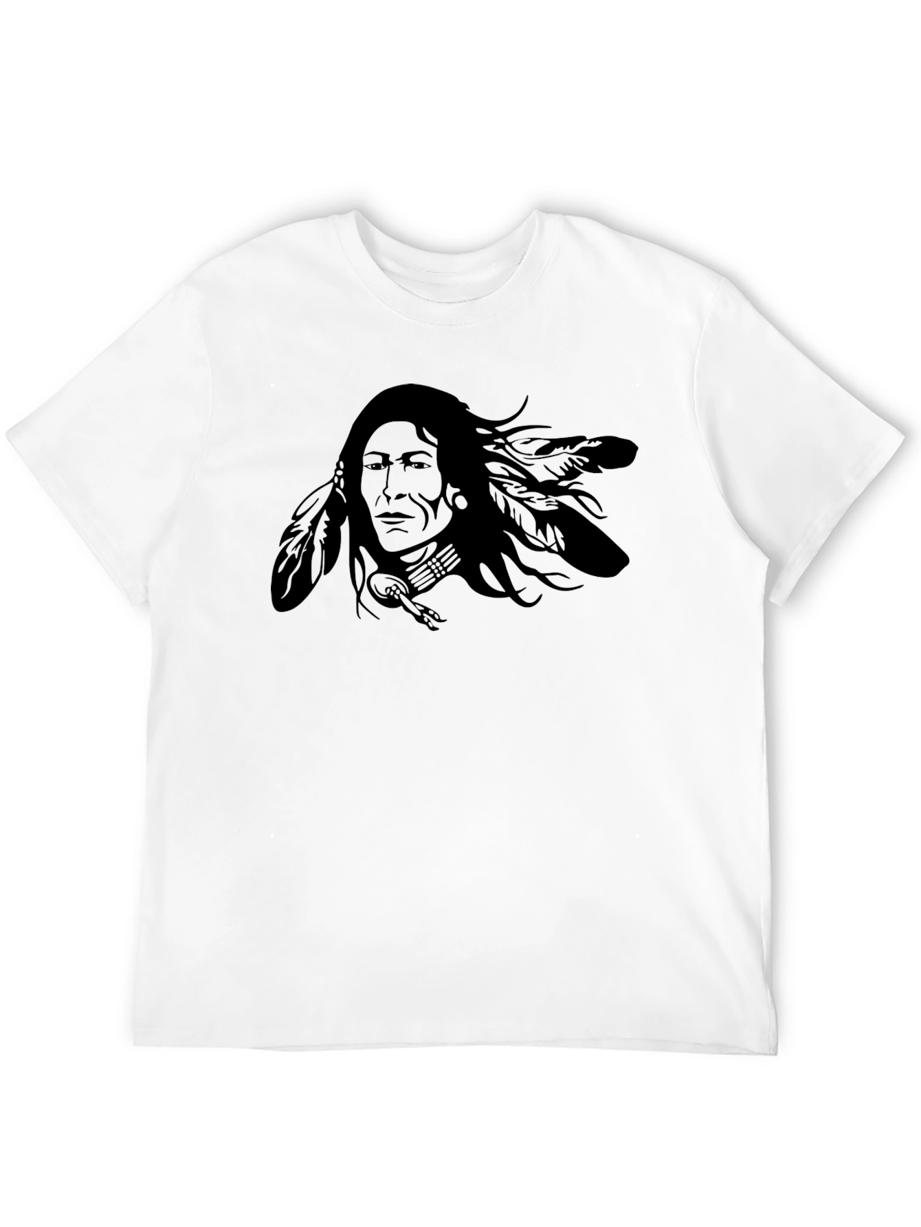 Black Black T-Shirt with Native American Chief Design view 12