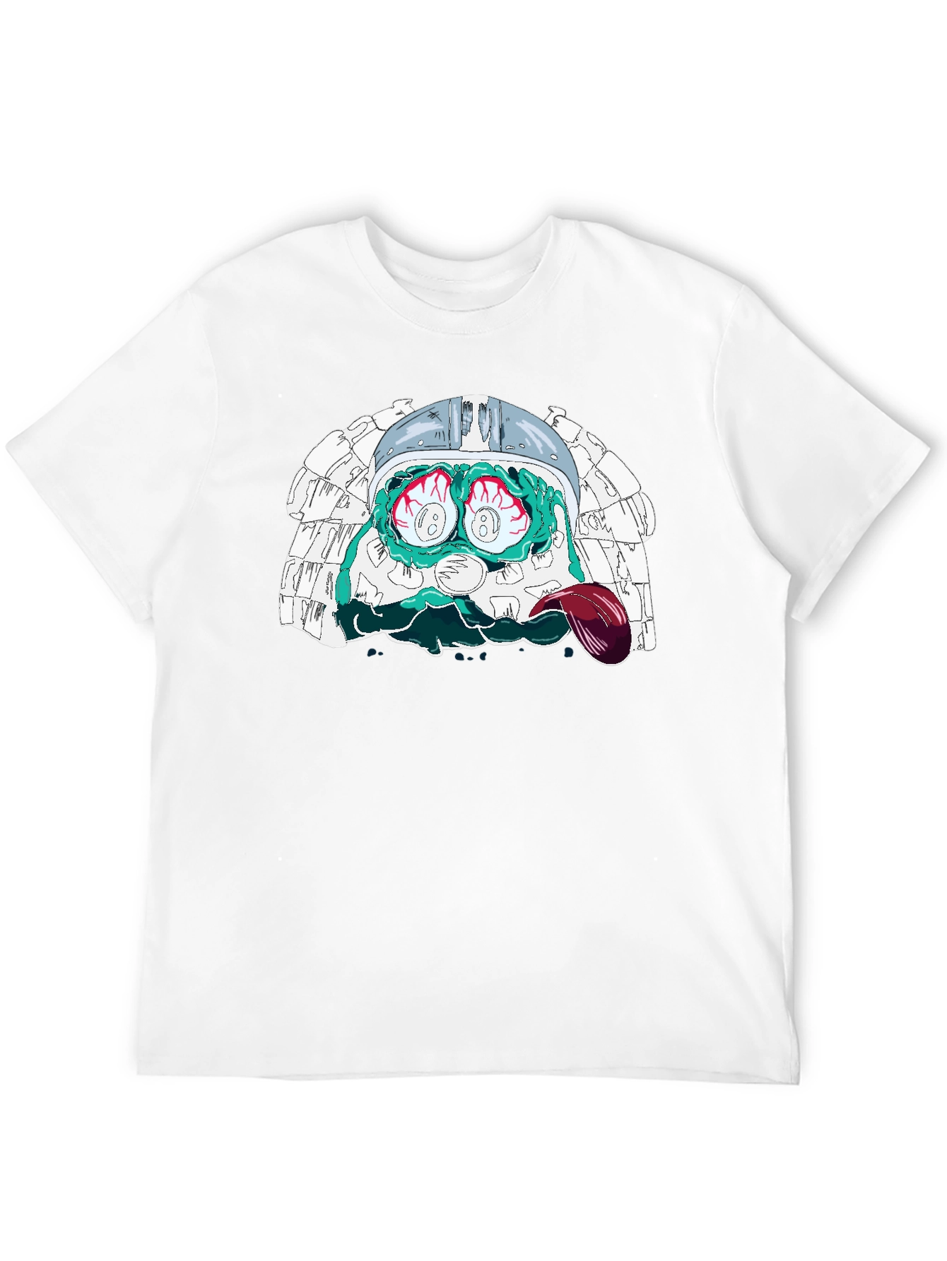 Black Eye-Popping Cartoon Graphic Black T-Shirt view 12