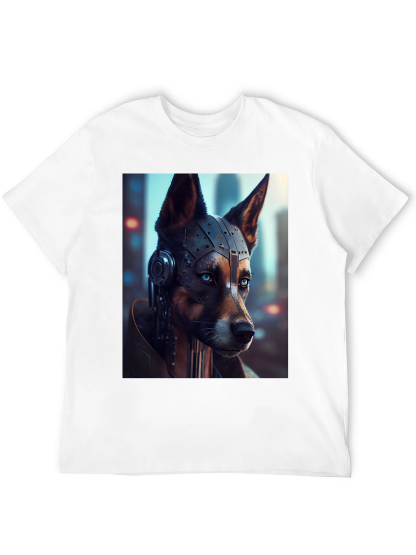Black Cyberpunk Dog Graphic T-Shirt view 12