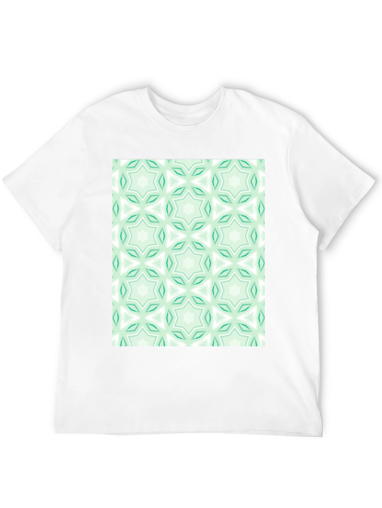 Black Kaleidoscope Pattern T-Shirt - Mint Green & White view 12