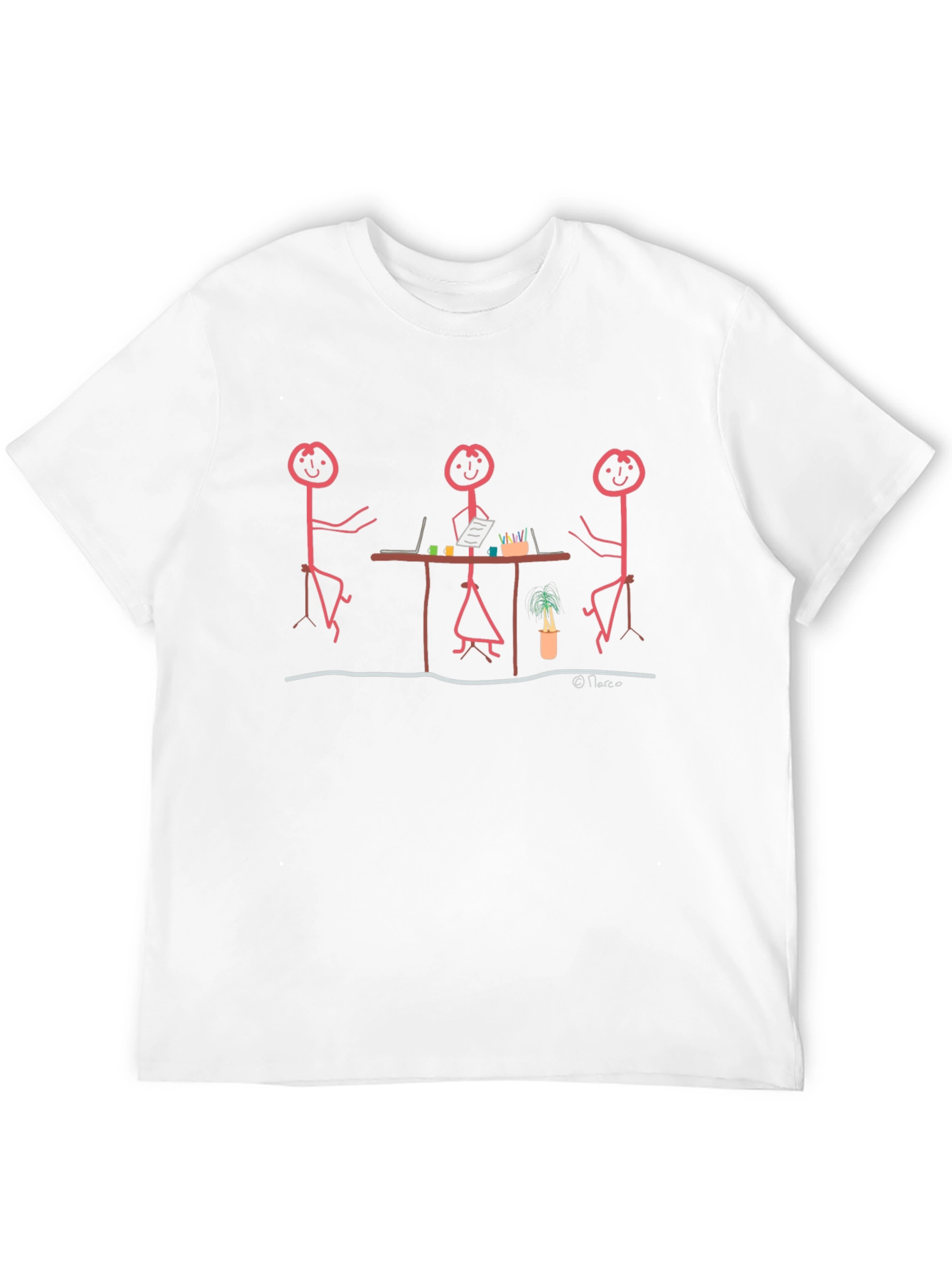 Black Stick Figure Meeting Black T-Shirt view 12