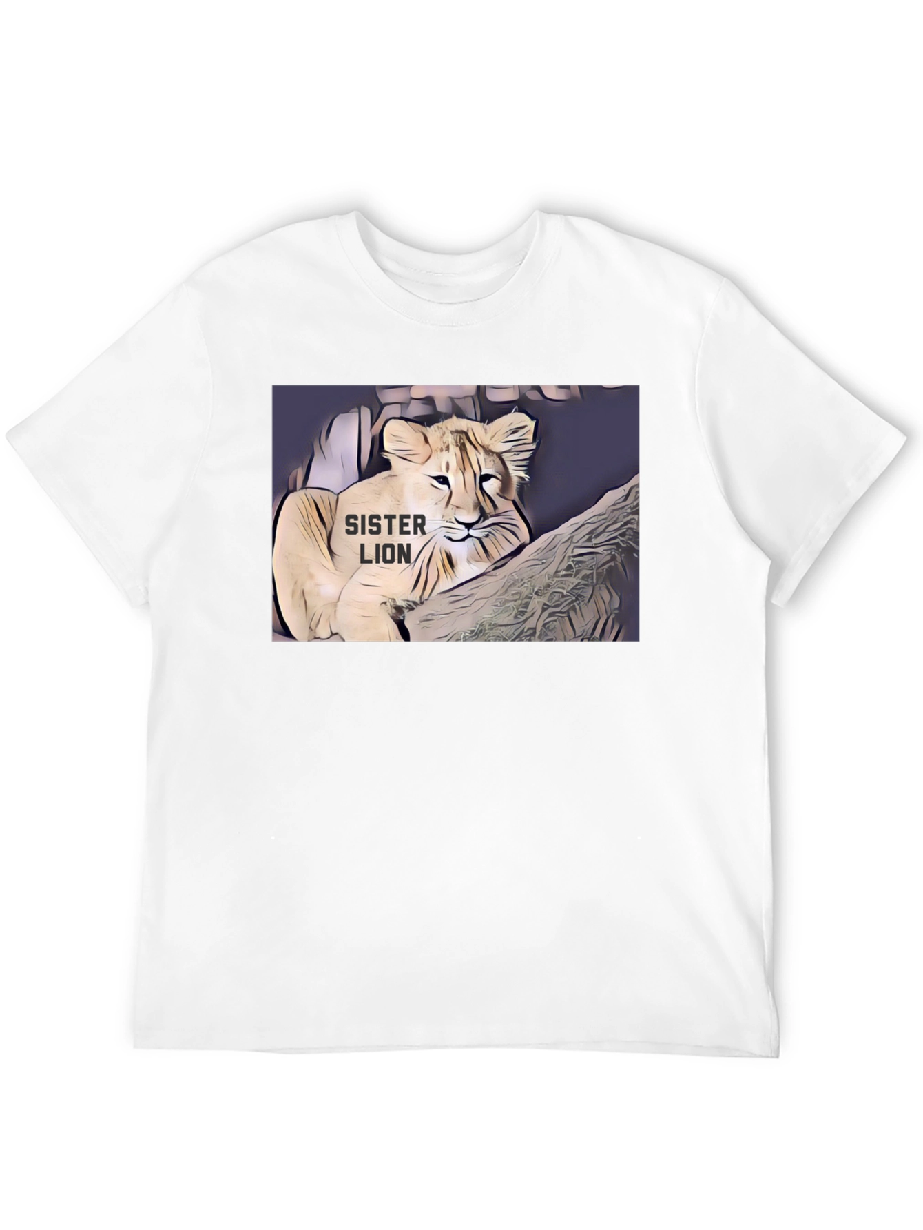 Black Sister Lion Graphic Tee - Black Cotton T-Shirt view 12
