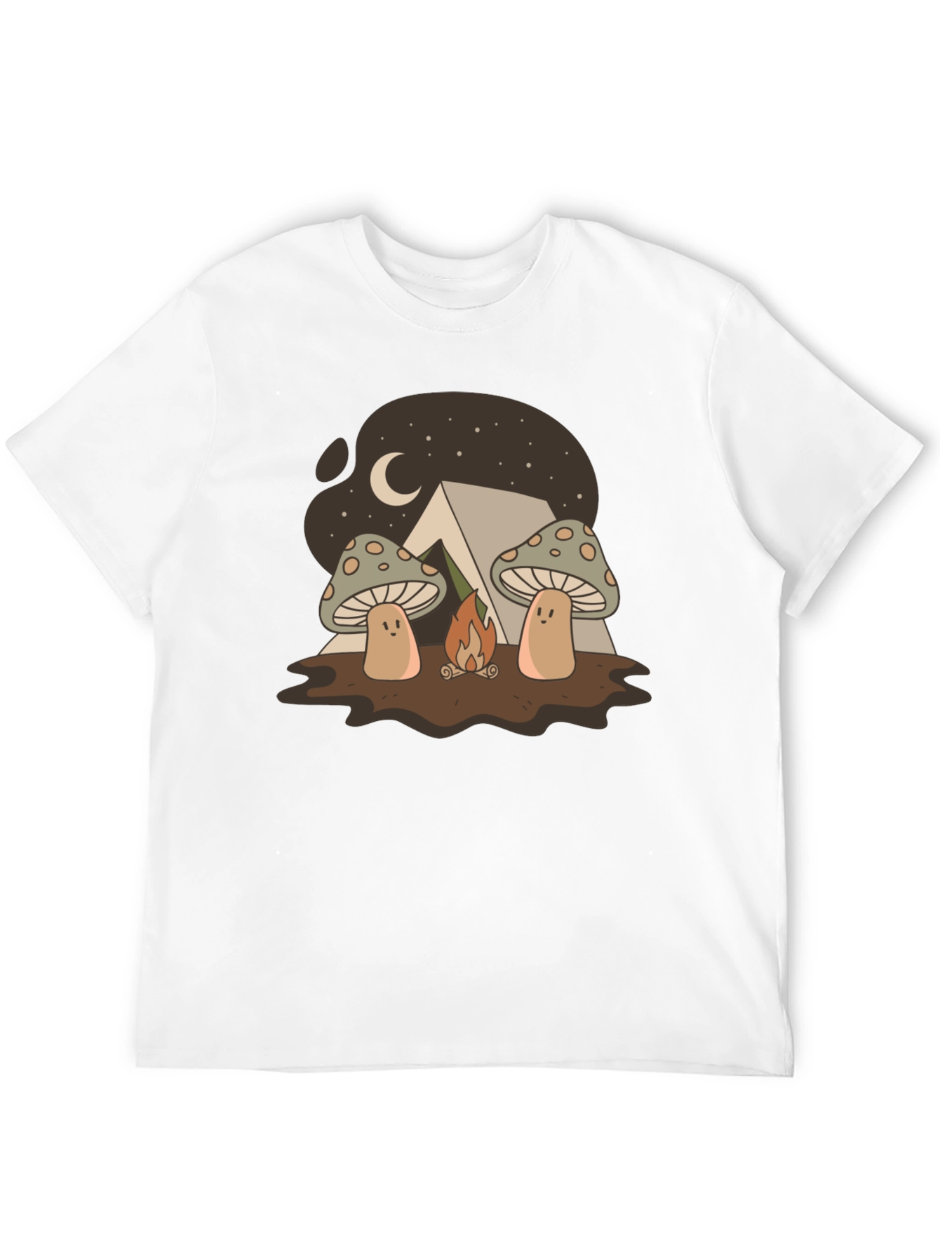 Black Mushroom Campfire Graphic T-Shirt - Nature Lover Tee view 12
