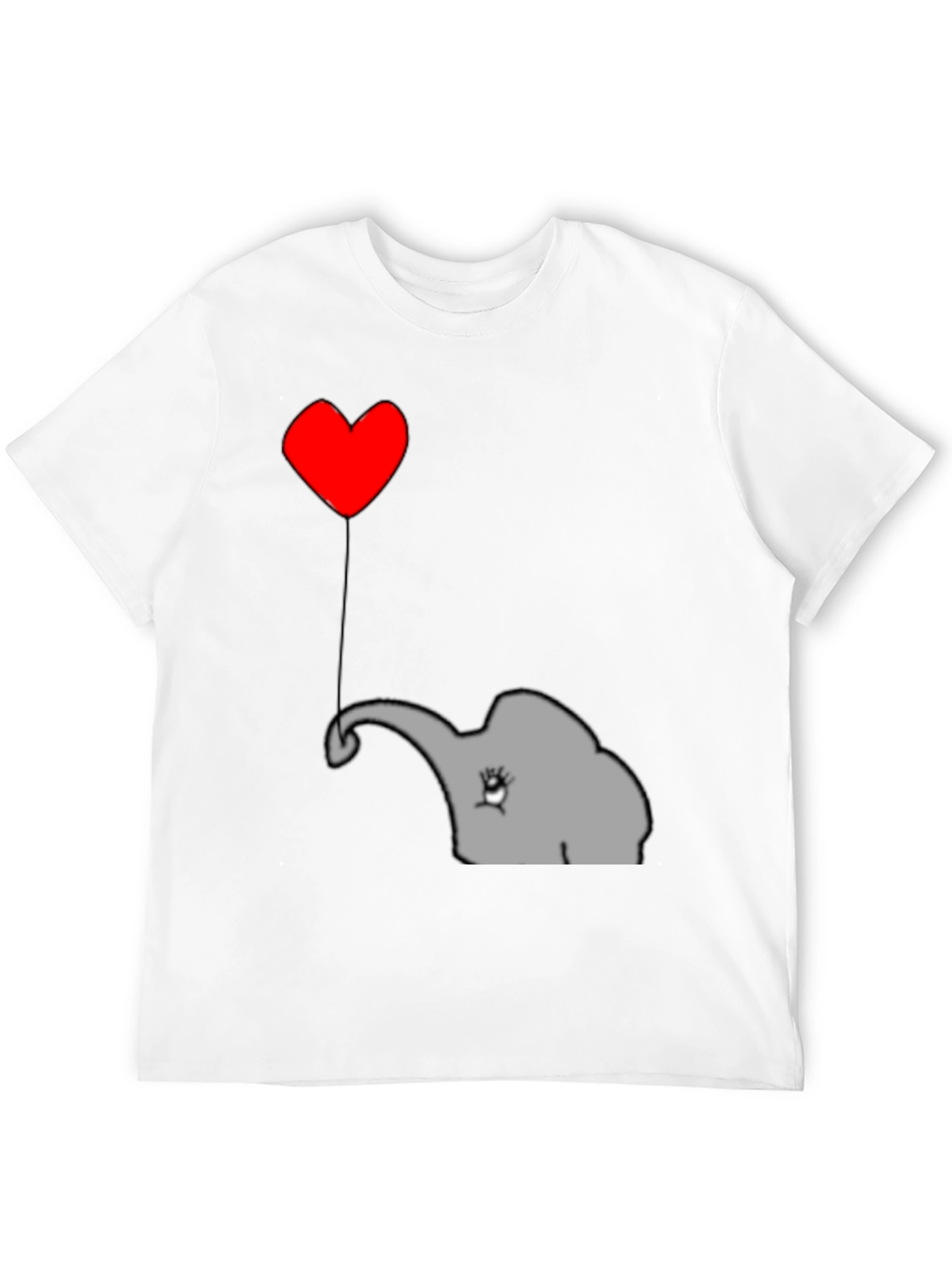 Black Elephant Heart Balloon T-Shirt - Cute Animal Tee view 12