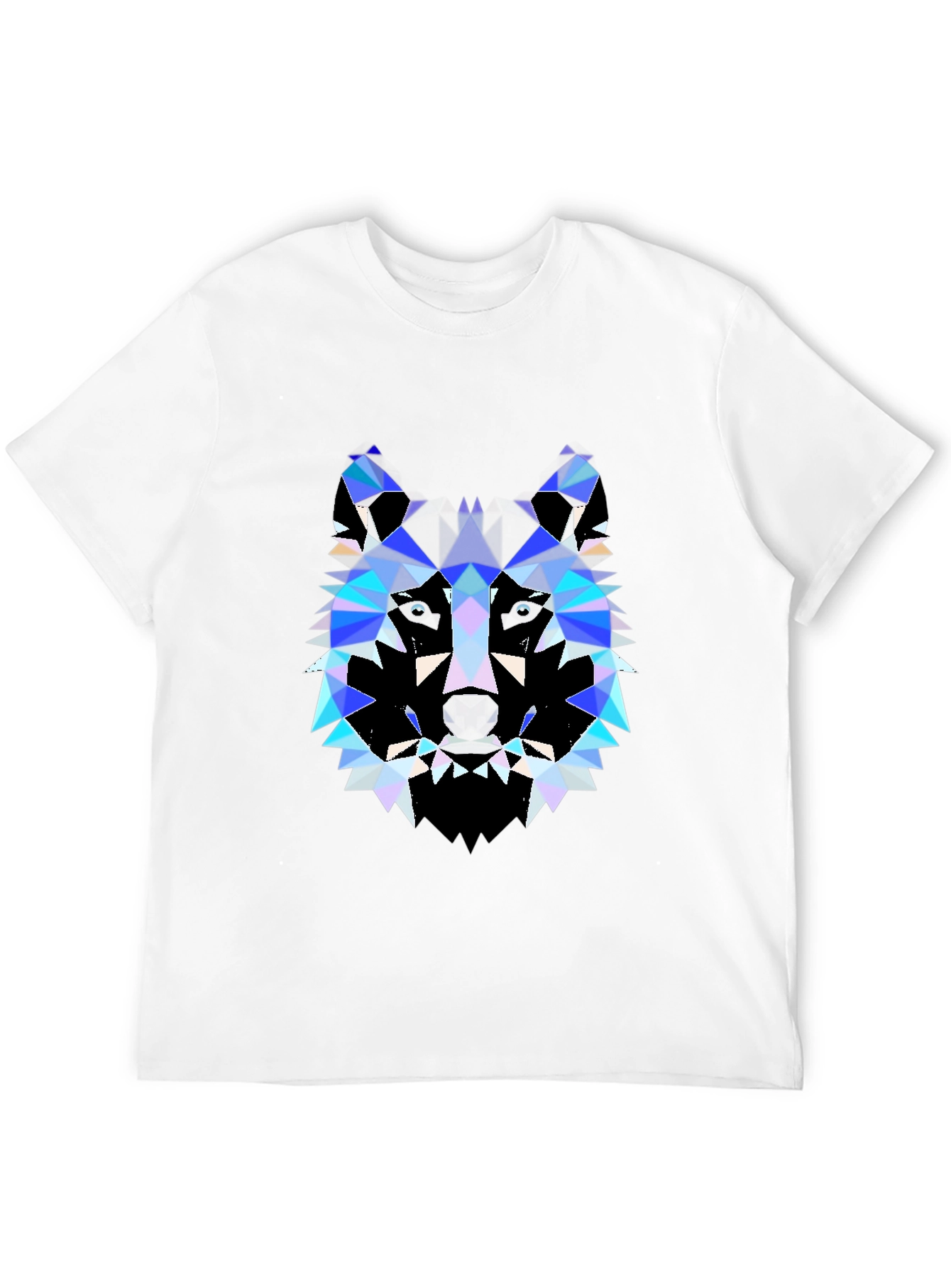 Black Geometric Wolf Print Black T-Shirt view 12