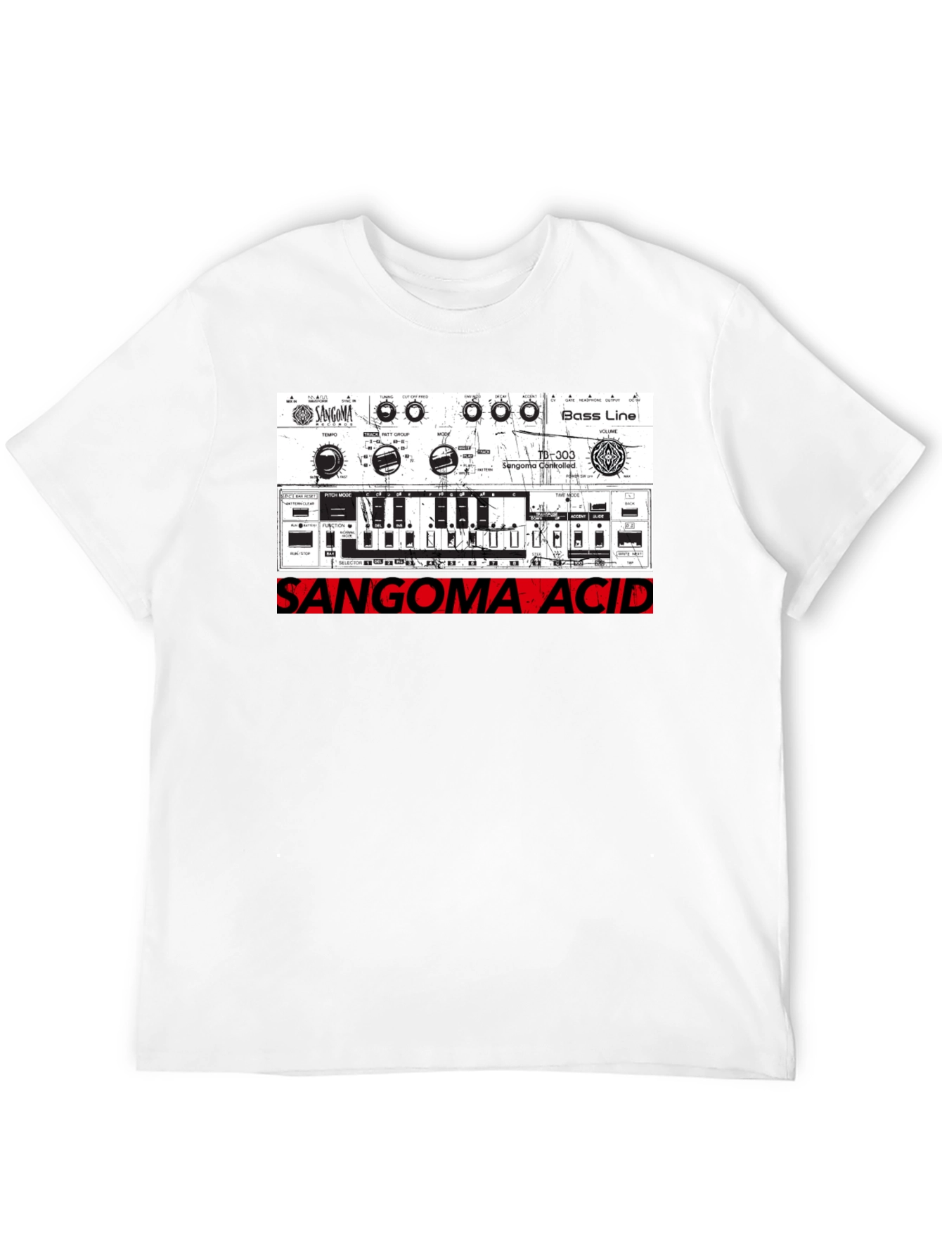 Black Sangoma Acid Music Synth Graphic Tee view 12
