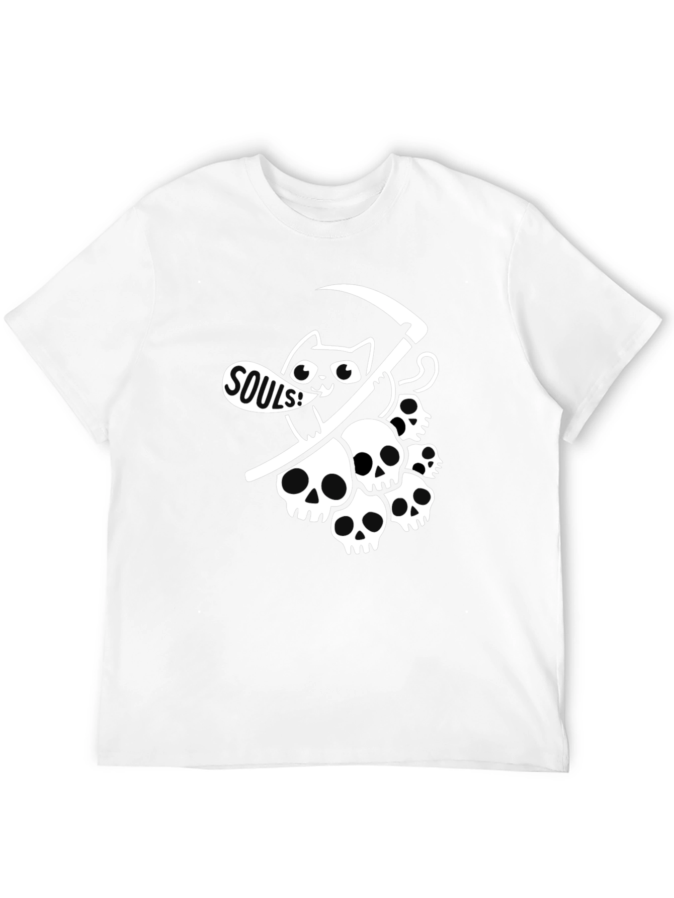 Black Grim Reaper Cat Graphic Tee - Deathly Cute! view 12