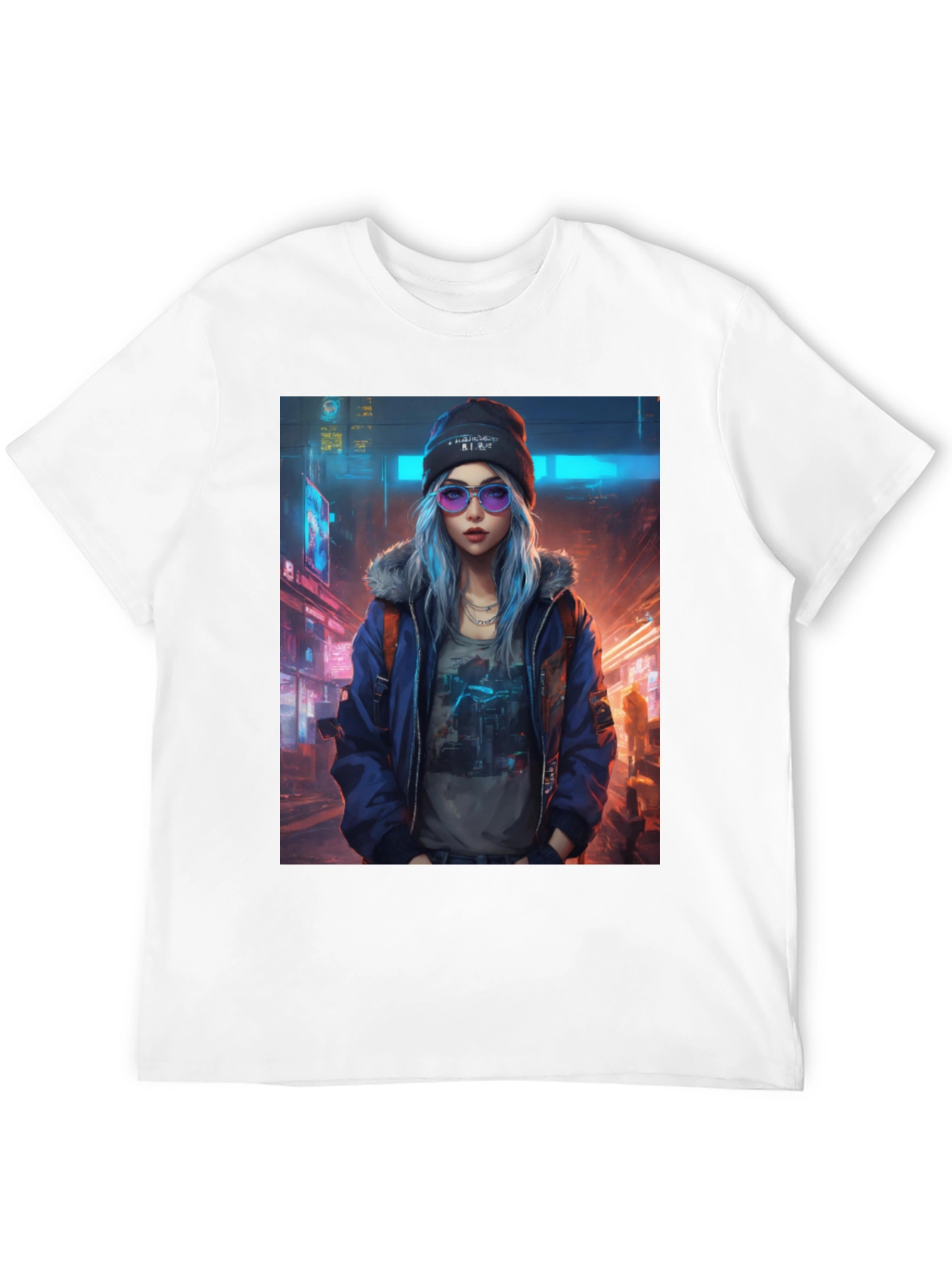 Black Cyberpunk Girl Graphic T-Shirt - Trendy Urban Style view 12