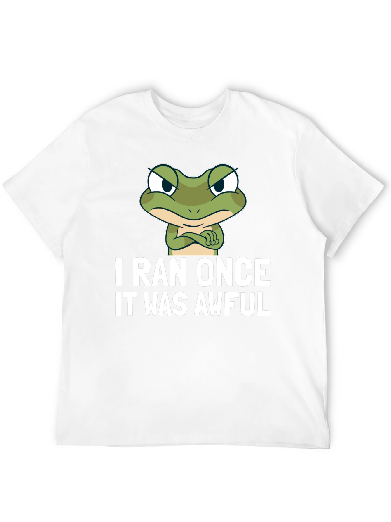 Black Funny Frog Graphic T-Shirt - "I Ran Once It Was Awful" view 12