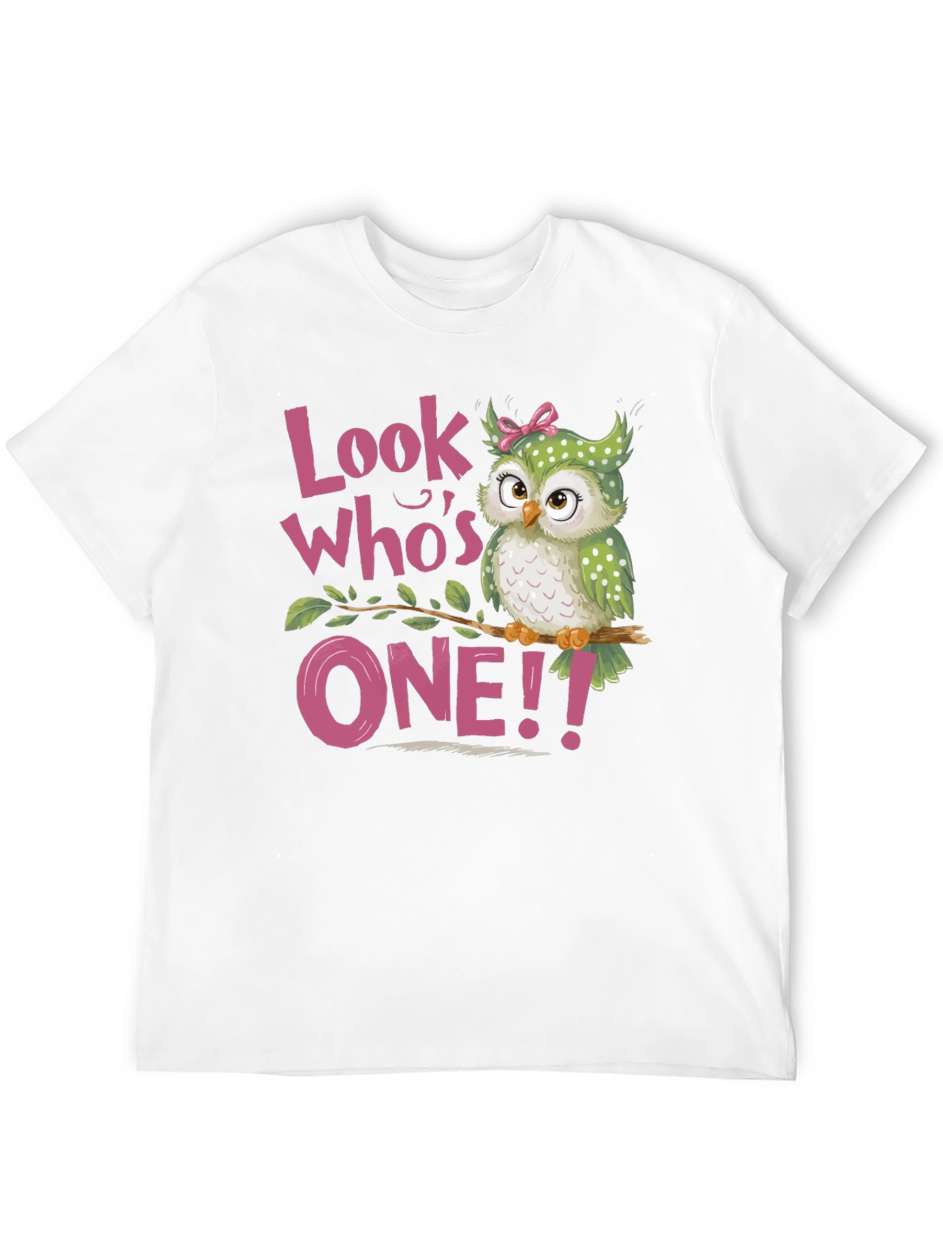 Black Look Who's One! Baby's 1st Birthday Owl T-Shirt view 12