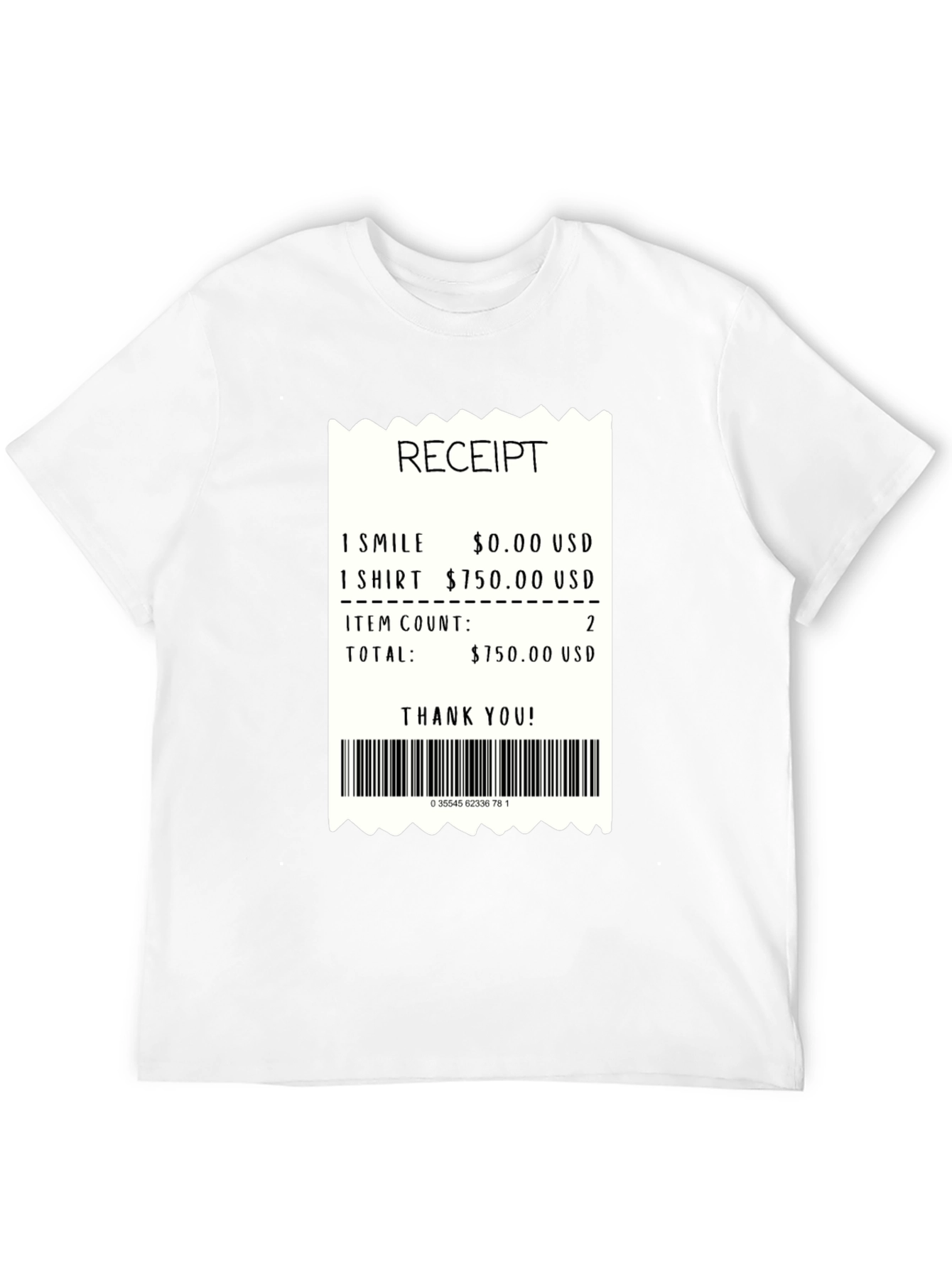 Black Receipt T-Shirt: Funny Expensive Smile Tee view 12