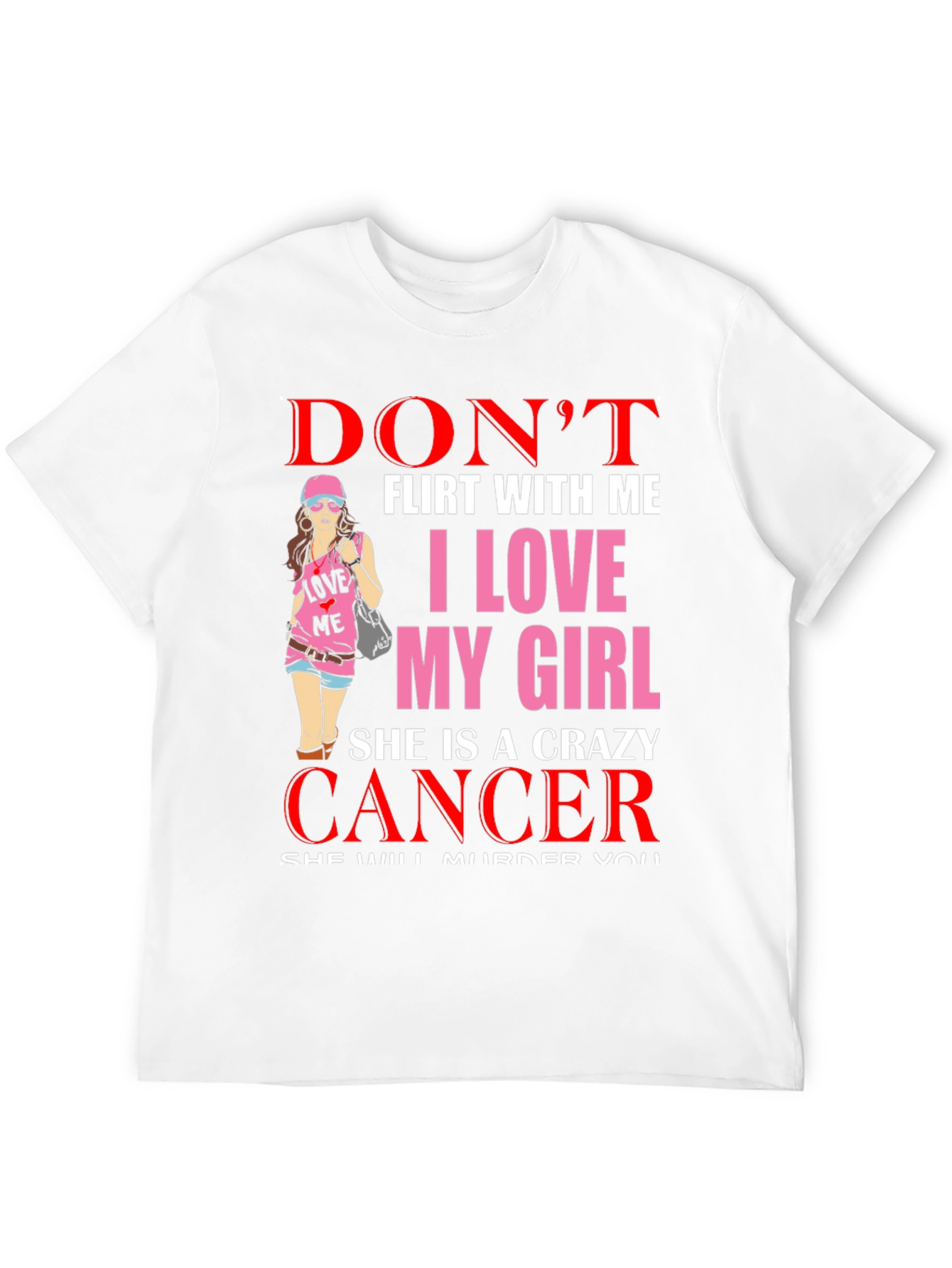Black Don't Flirt Cancer Girl T-Shirt view 12