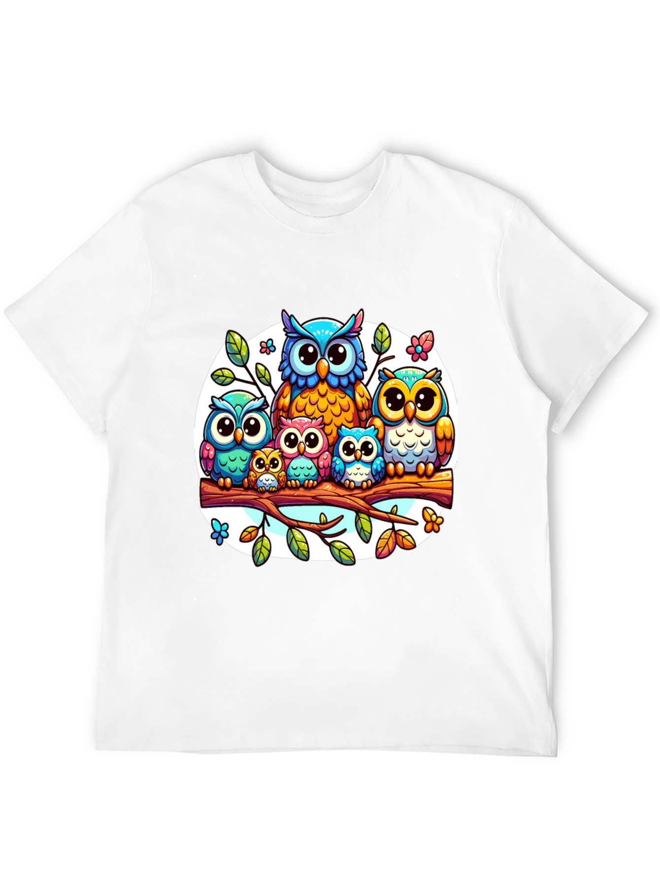 Black Cute Owl Family T-Shirt view 12
