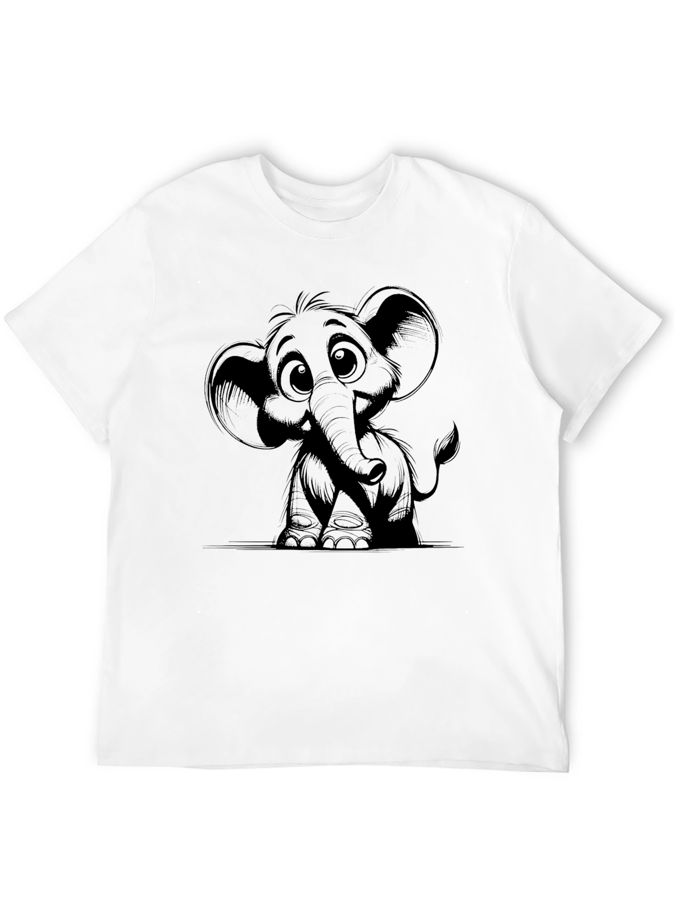 Black Cute Elephant Graphic Black T-Shirt view 12