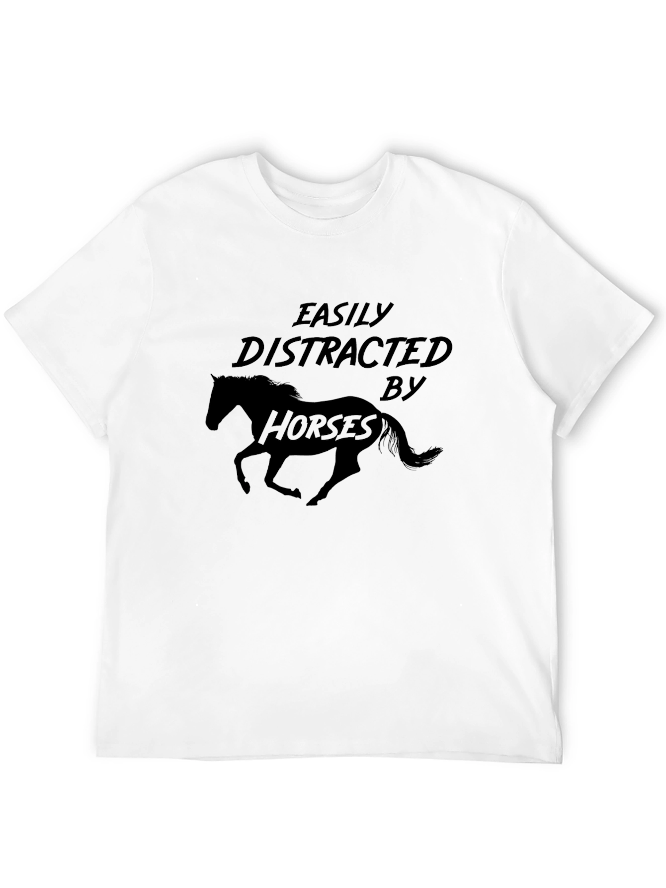Black Easily Distracted By Horses Graphic Tee view 12