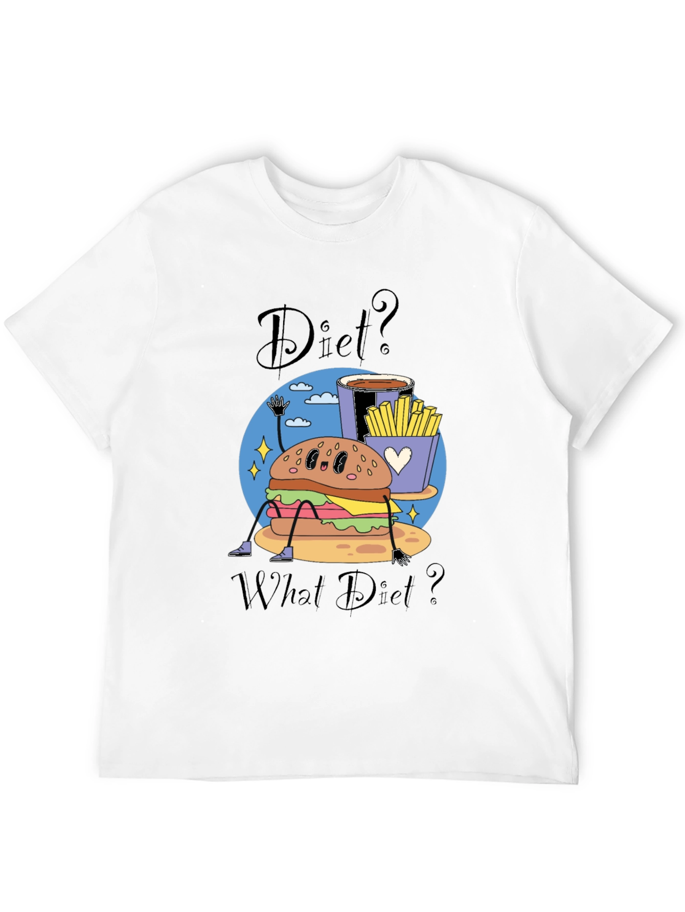 Black Diet? What Diet? Funny Cartoon Food T-Shirt view 12