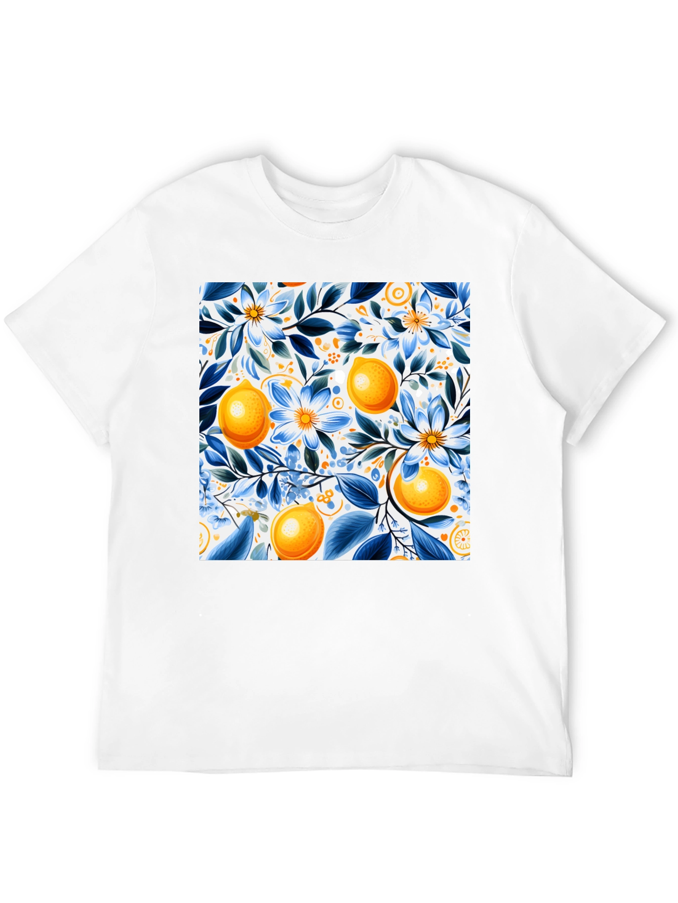 Black Floral Lemon Print Black T-Shirt view 12