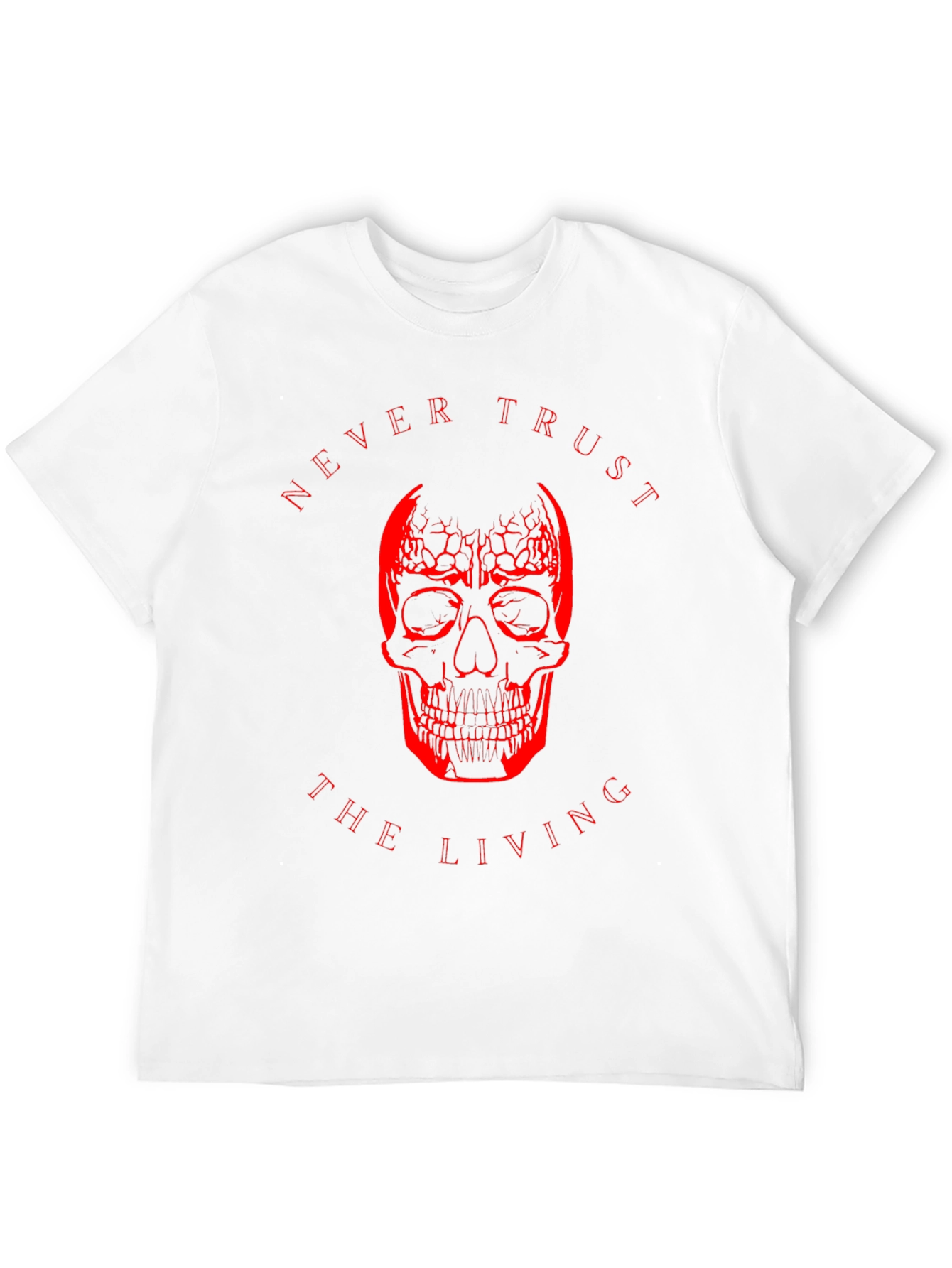 Black Edgy Skull Graphic Tee - Never Trust the Living T-Shirt view 12