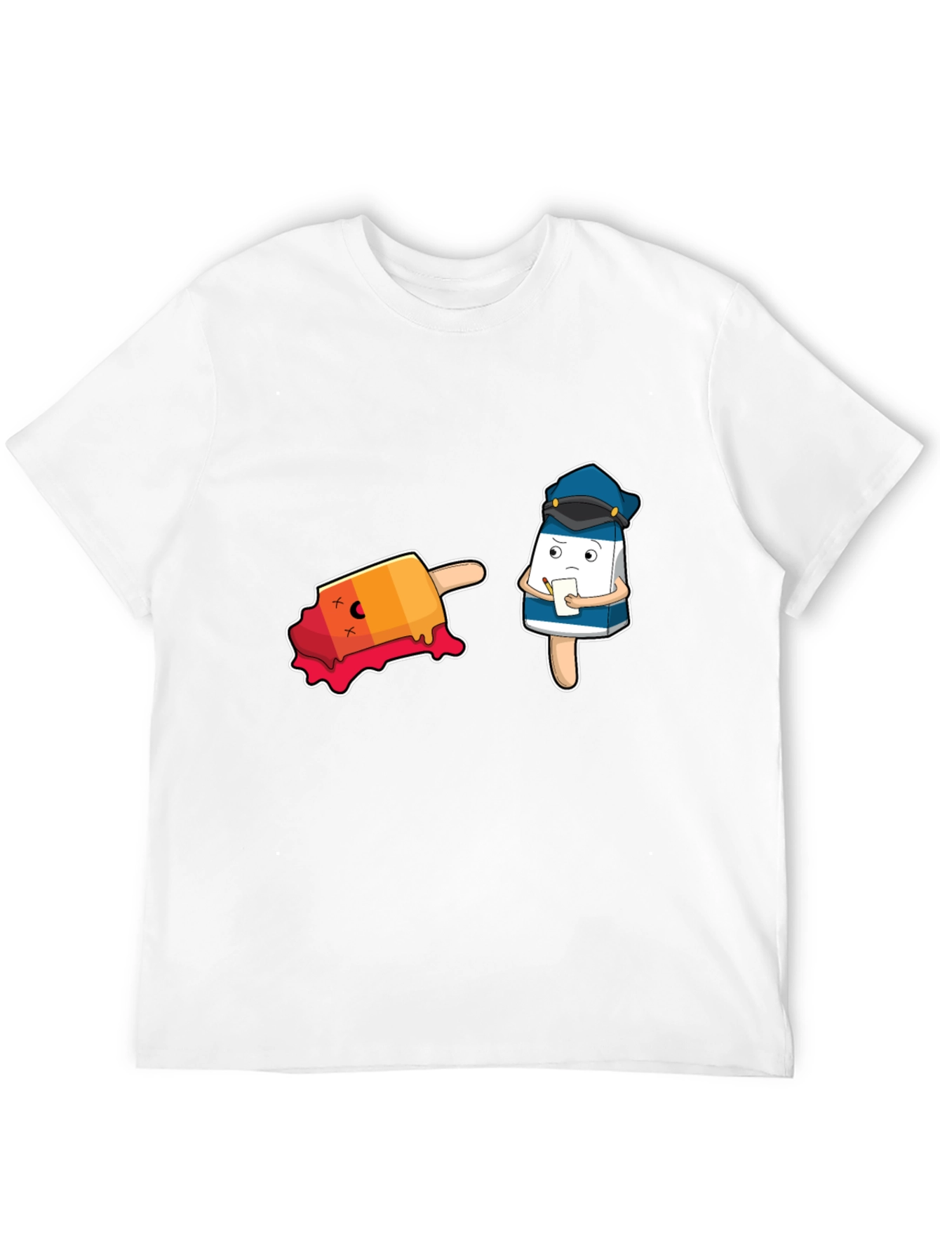 Black Funny Cartoon Ice Cream Police T-Shirt view 12